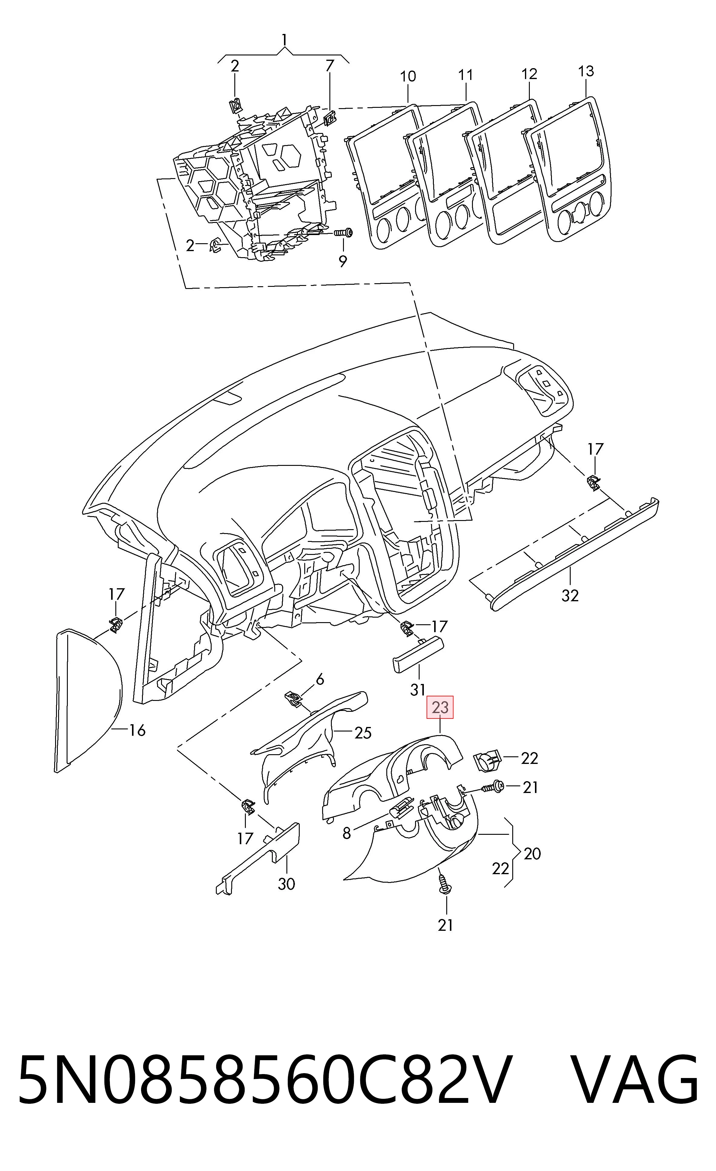 5N0858560C82V VAG Защитный кожух рулевого механизма