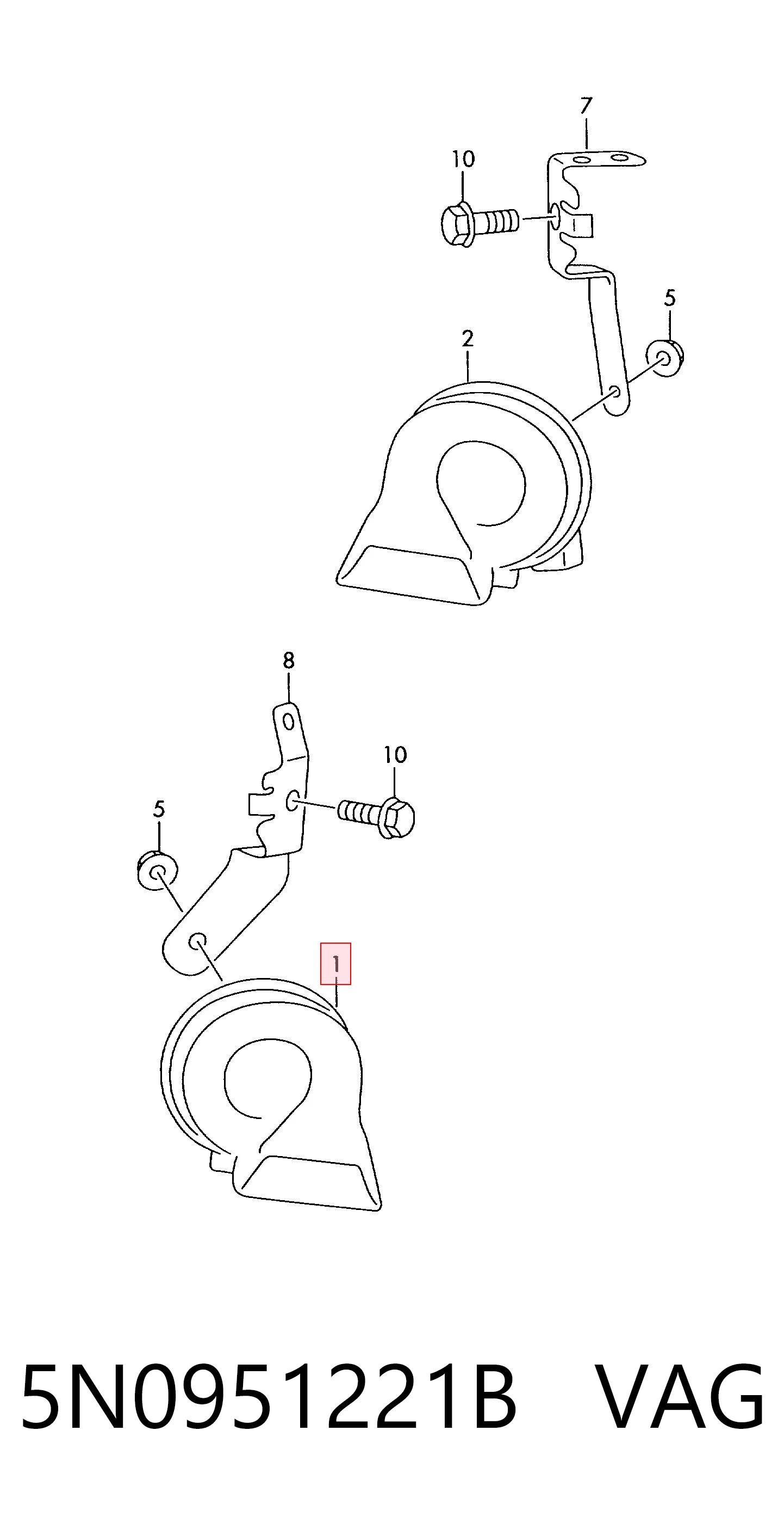 5N0951221B VAG Клаксон