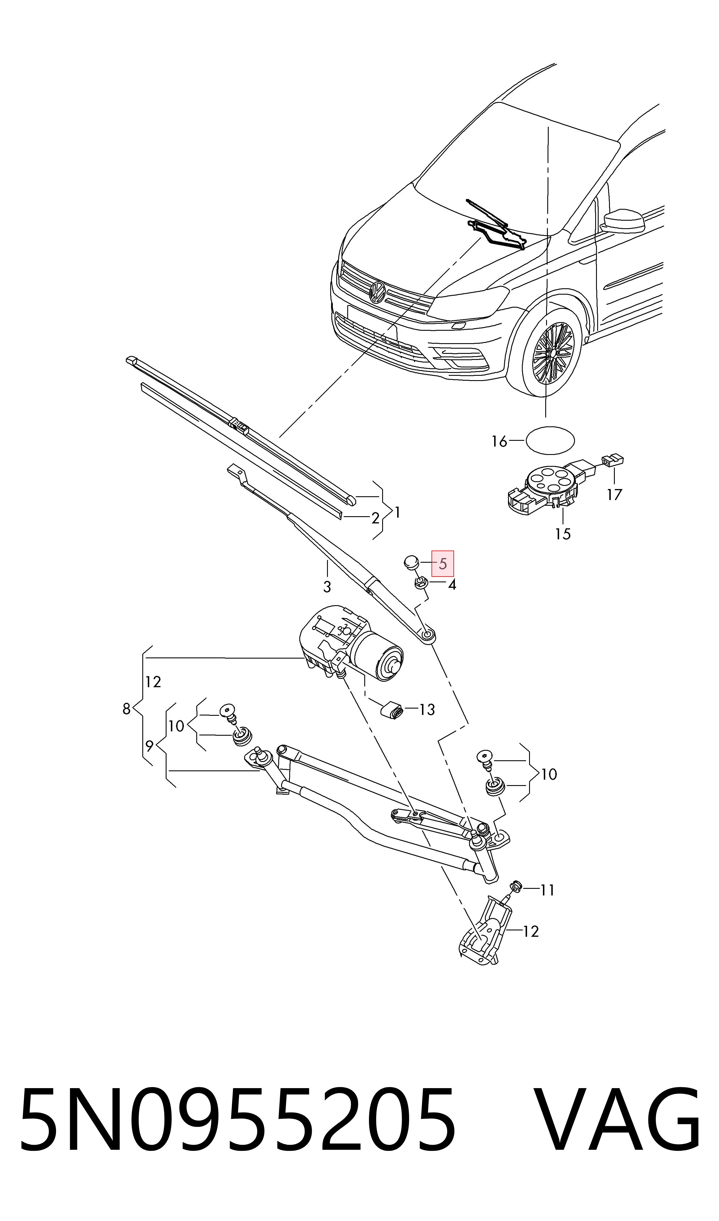 Купить 1J0955205A01C Bentley Заглушка гайки крепления поводка переднего дворника
