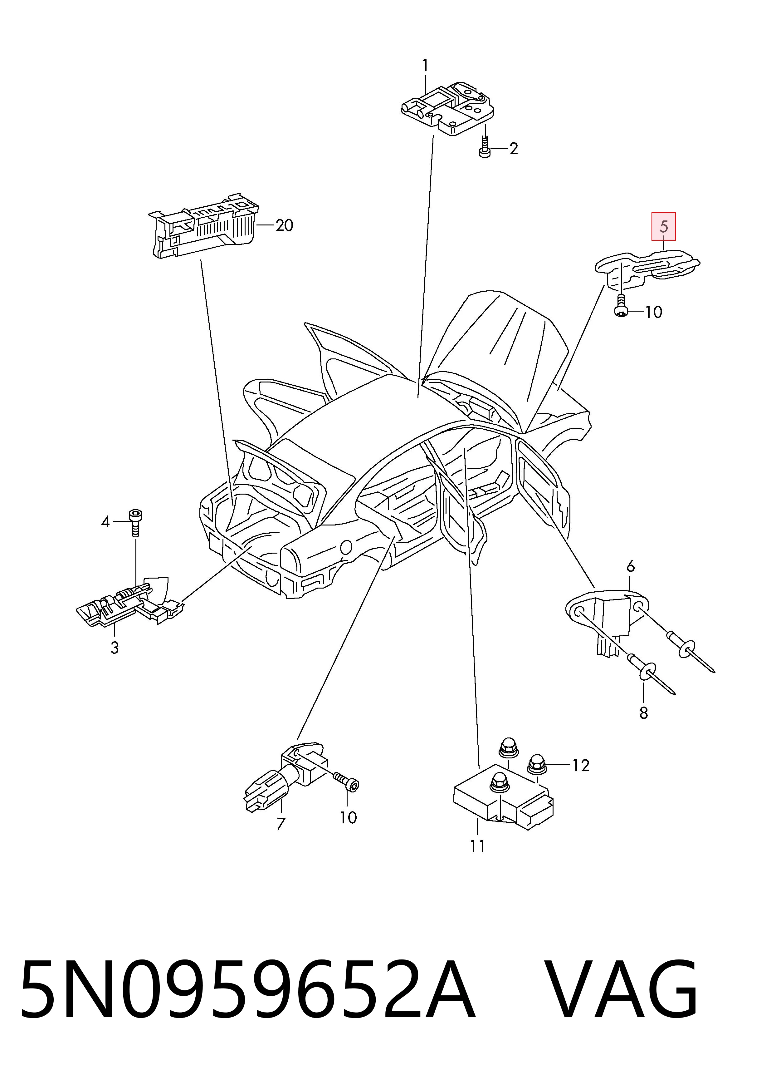 5N0959652A VAG Датчик AIRBAG передний