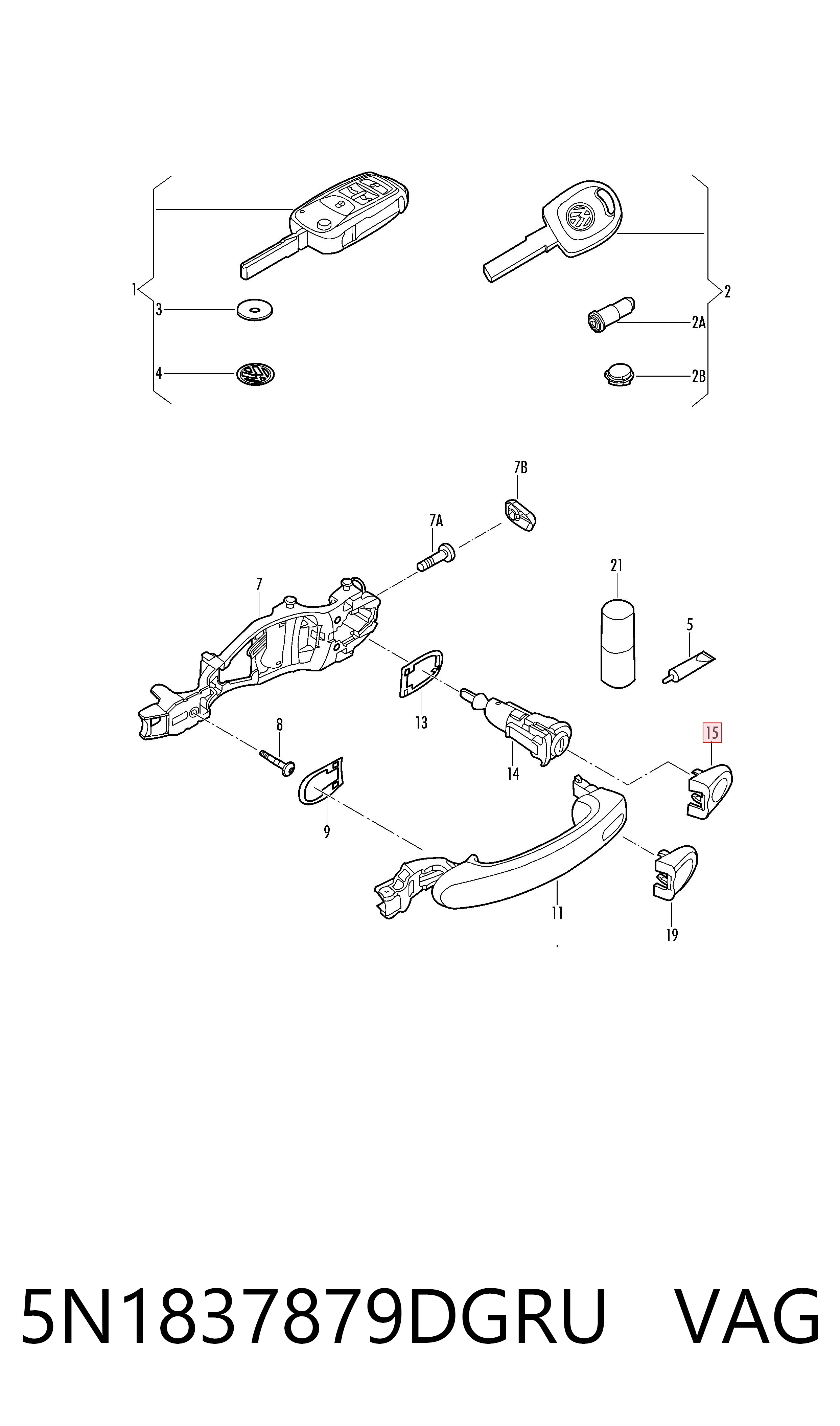 Крышка ручки наружной двери передней левой VAG 5N1837879DGRU цена, от 13.36 USD