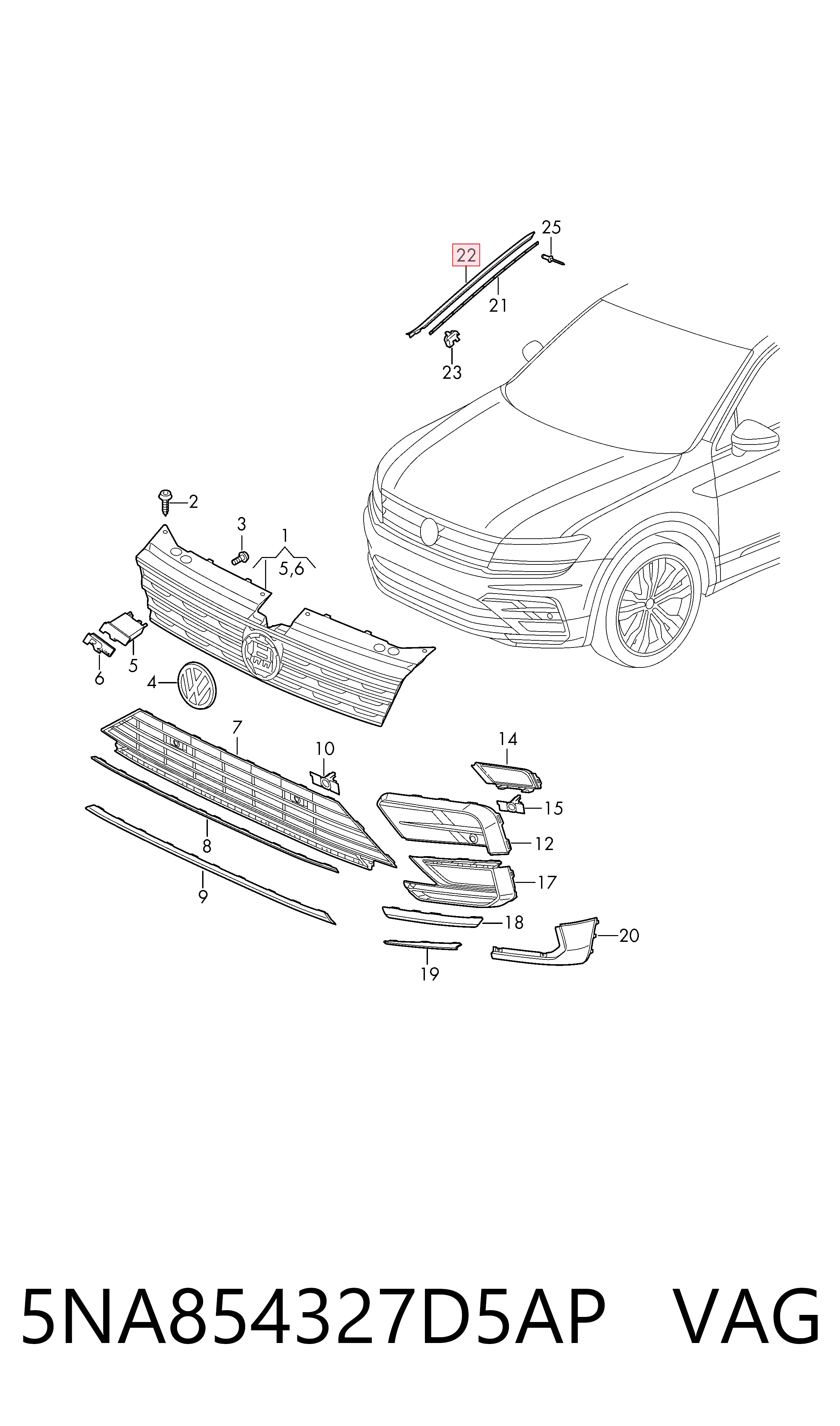 Защитная накладка переднего стекла левая VAG 5NA854327D5AP цена, от 82.50 USD