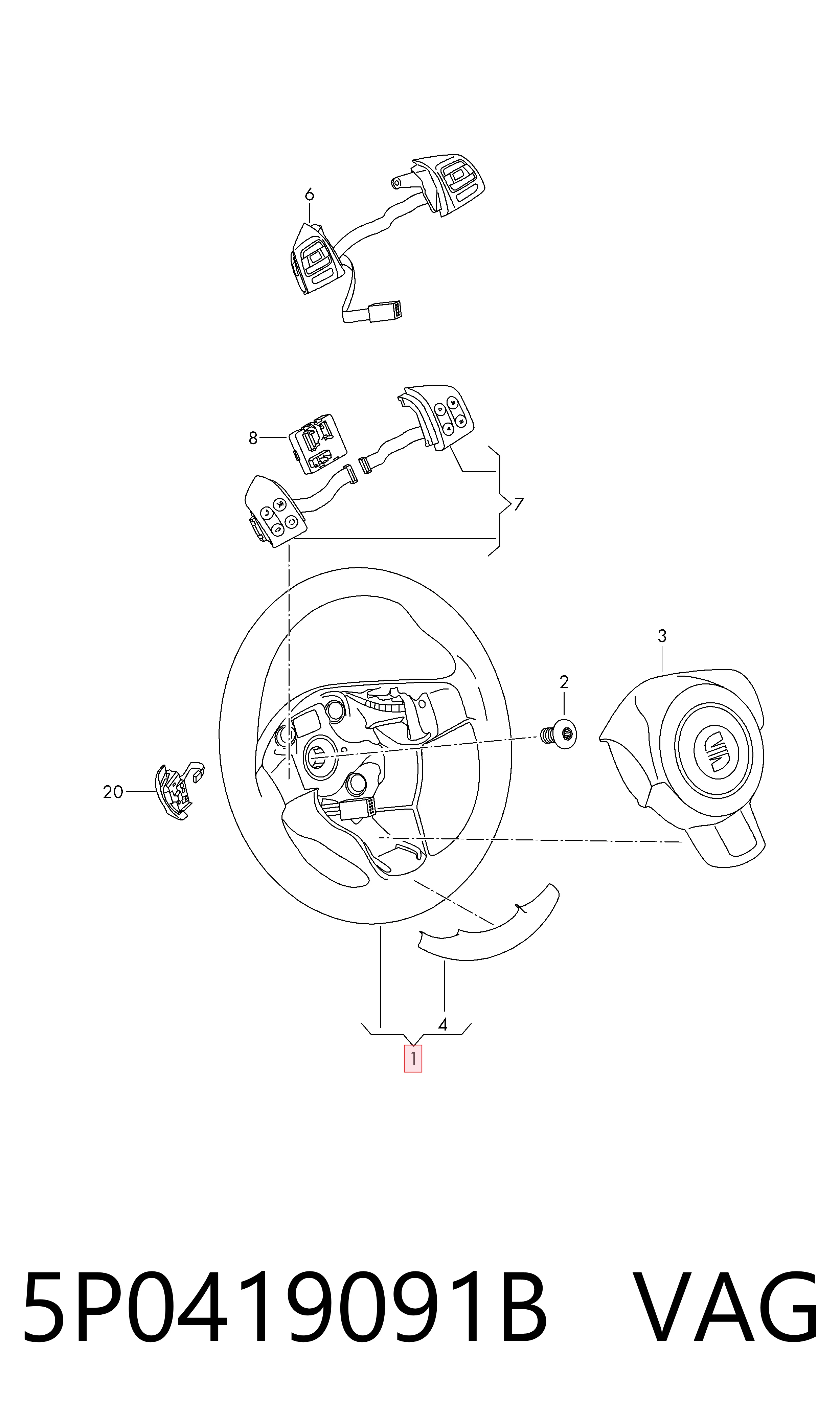 Колесо рулевое на Seat Leon II 1P1