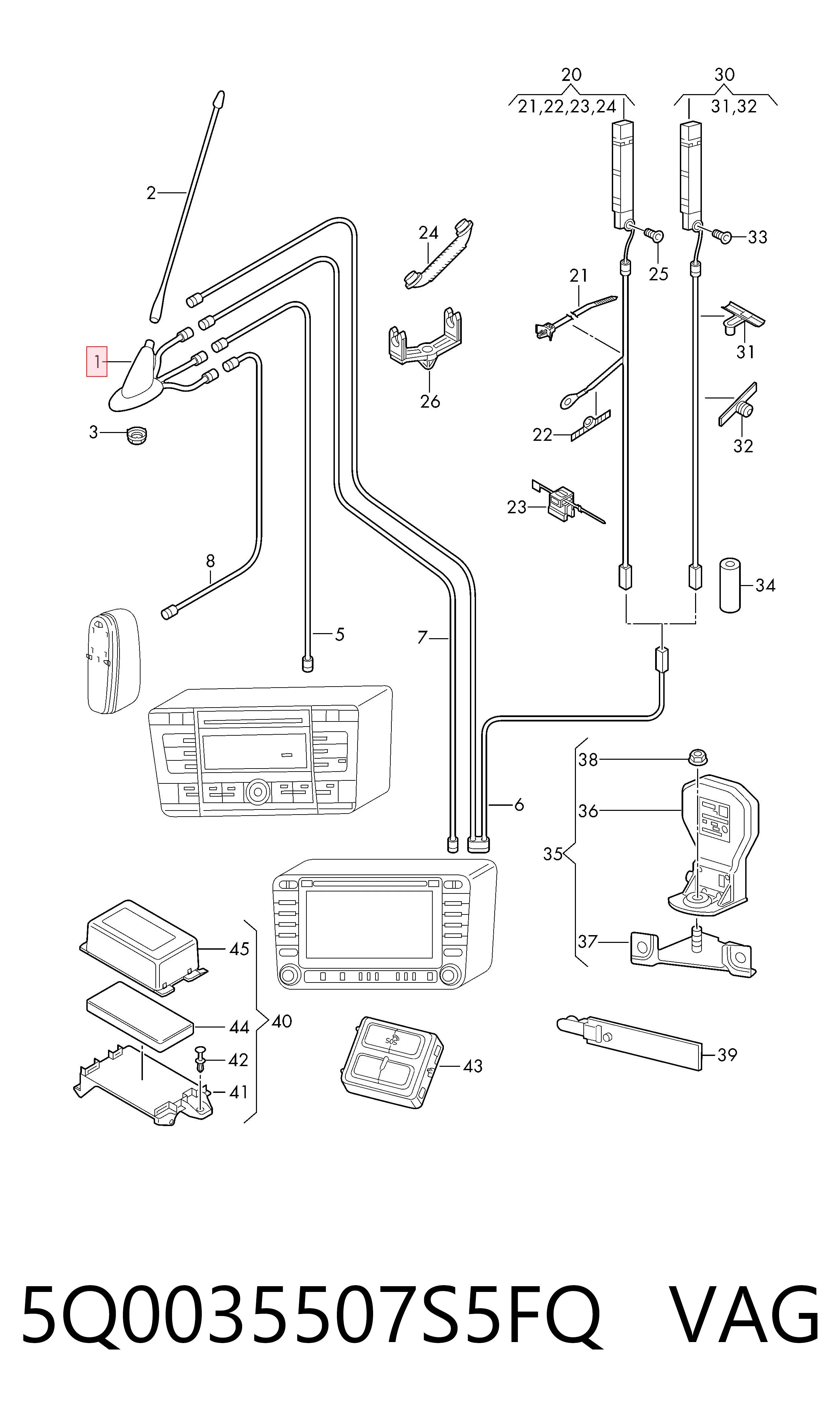 Антенна VAG 5Q0035507S5FQ цена, от 161.28 USD