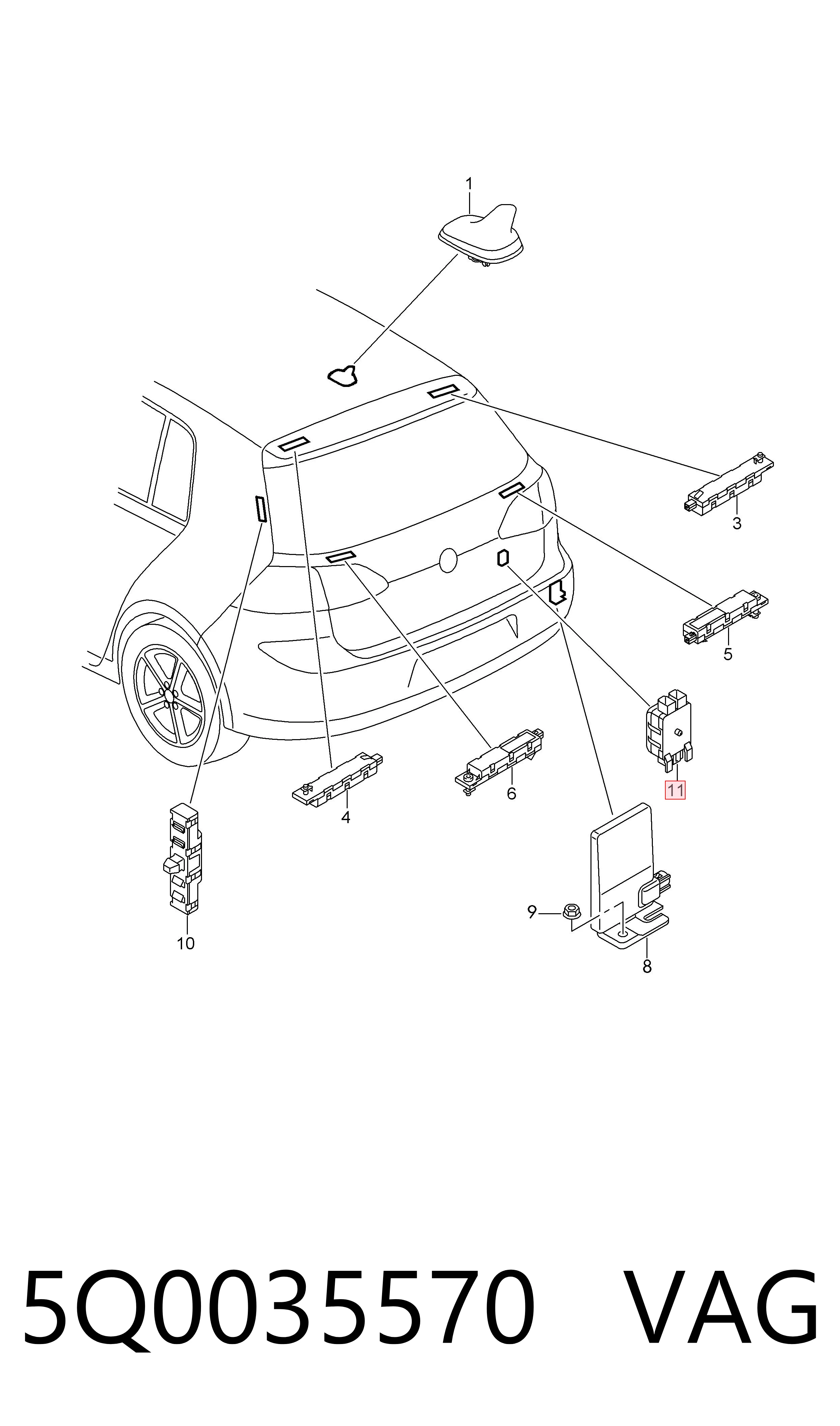 Усилитель сигнала антенны VAG 5Q0035570 цена, от 2.26 USD