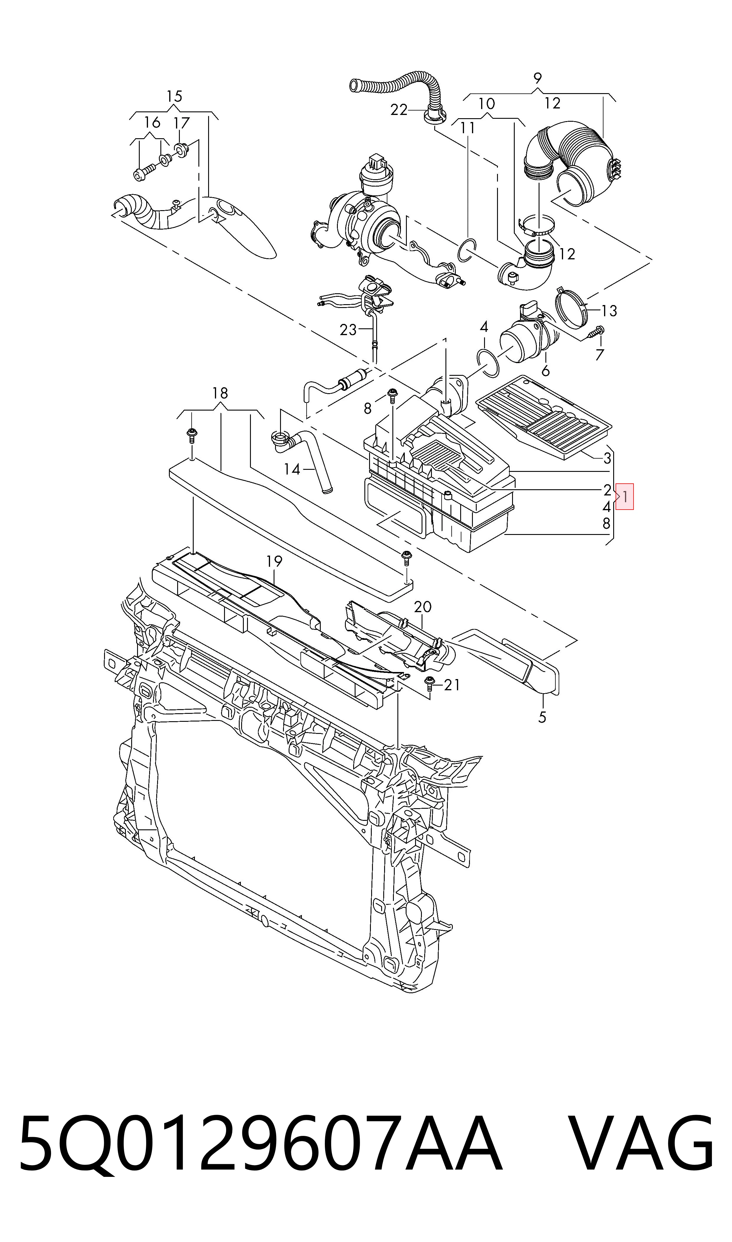 Коробка фильтра на Volkswagen Passat B8 3G2, CB2