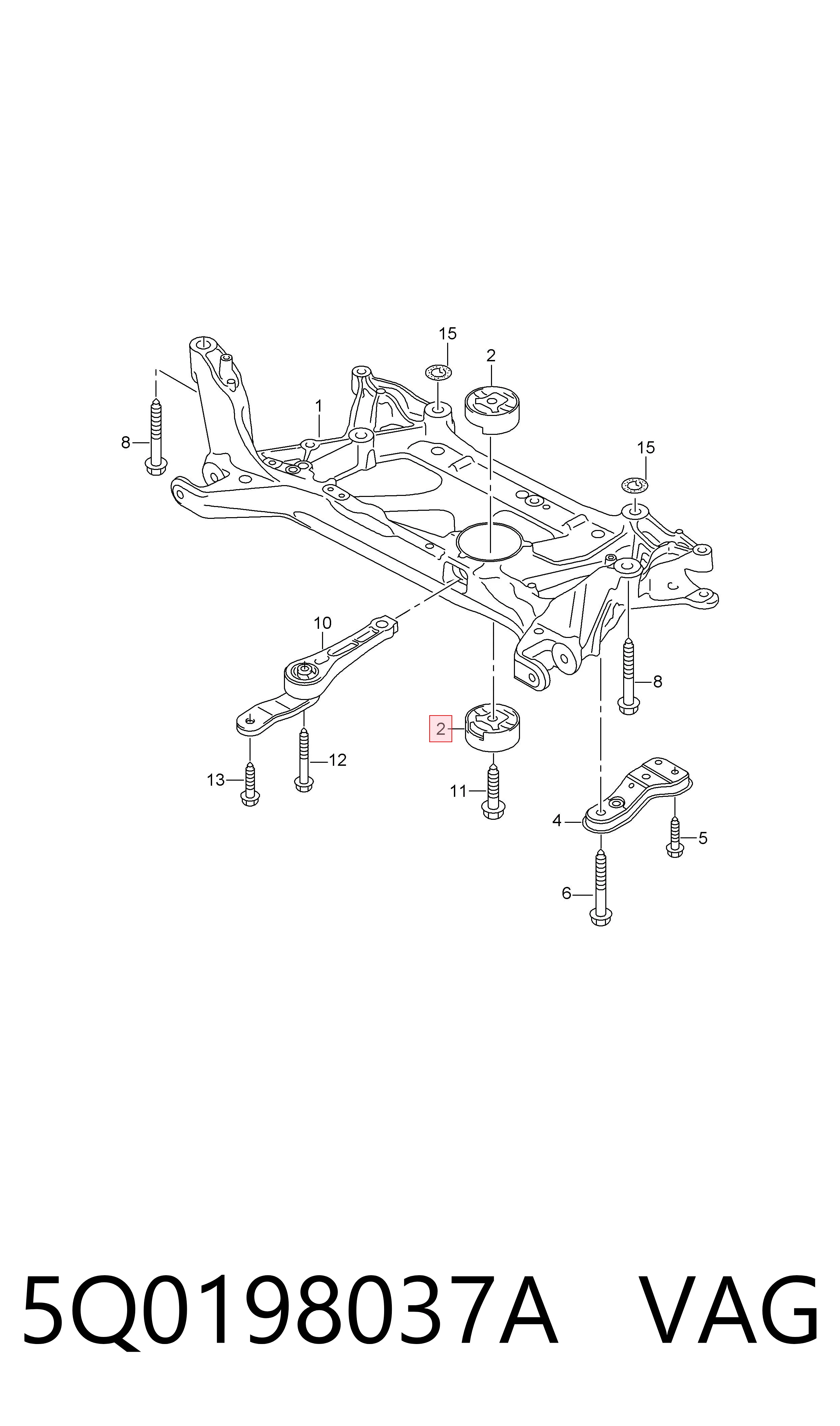 Сайлентблок подрамника VAG 5Q0198037A