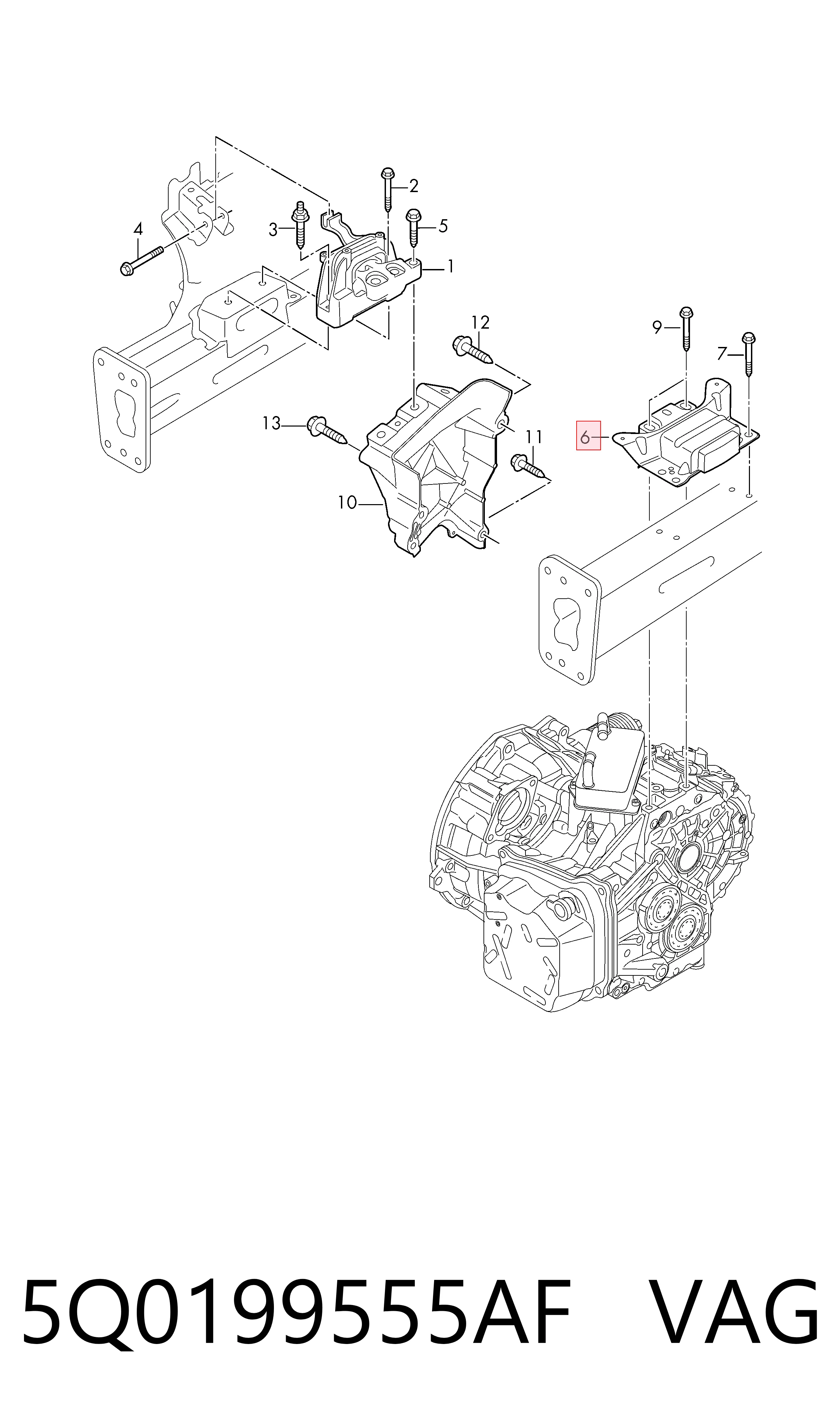 Подушка (опора) двигателя, левая на Volkswagen Golf ALLTRACK VII BA5, BV5