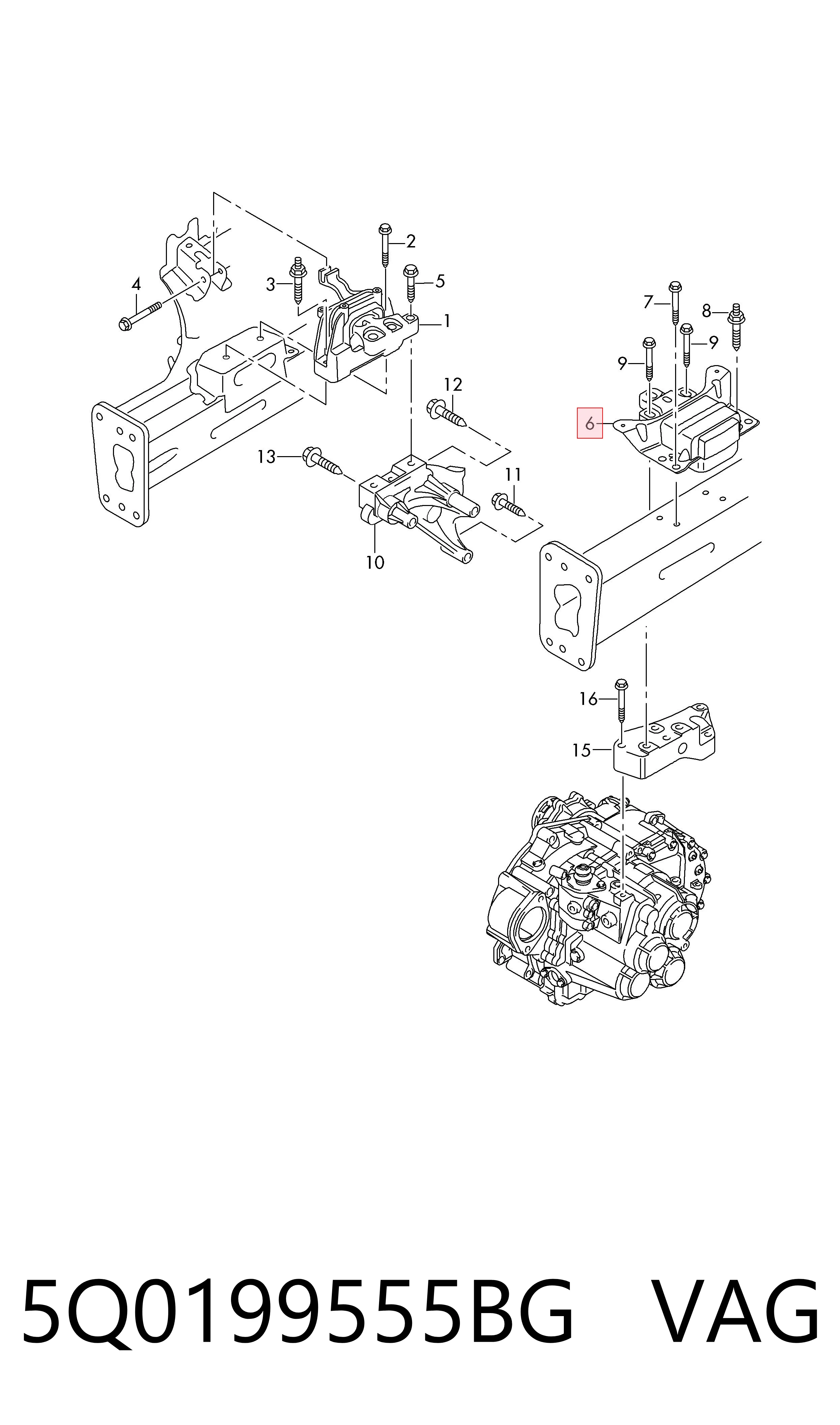 Подушка коробки передач VAG 5Q0199555BG цена, от 50.68 USD