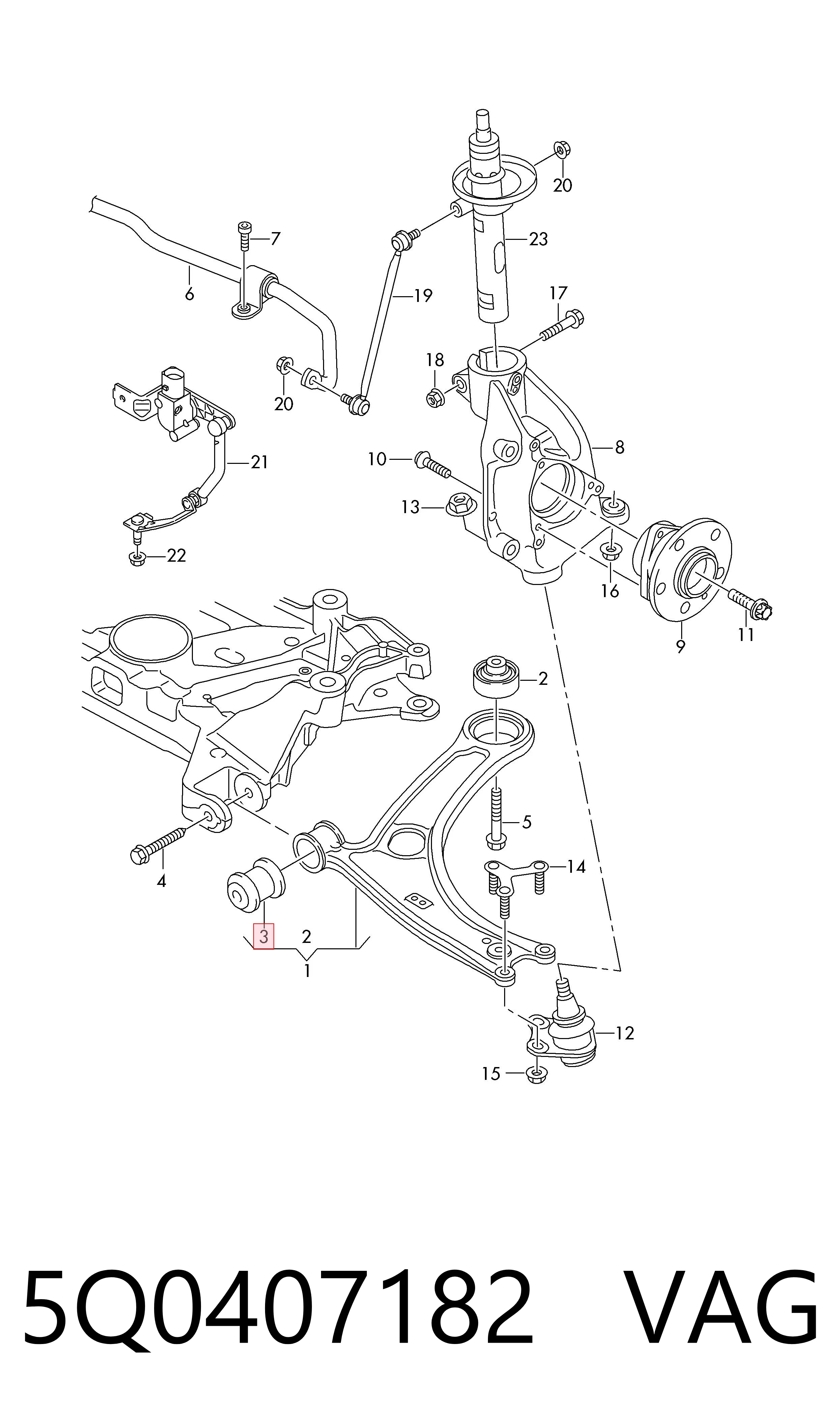 Сайлентблок передней подвески VAG 5Q0407182 цена, от 19.92 USD