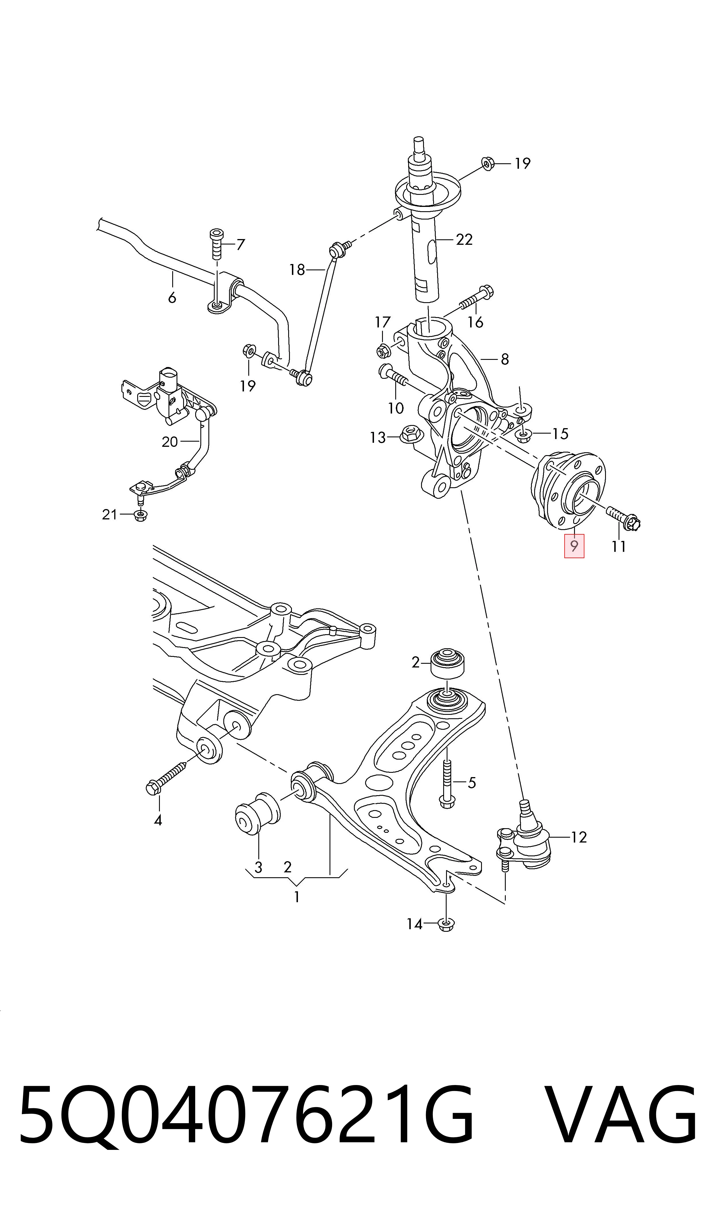 Ступицы передних колес VAG 5Q0407621G цена, от 53.23 USD