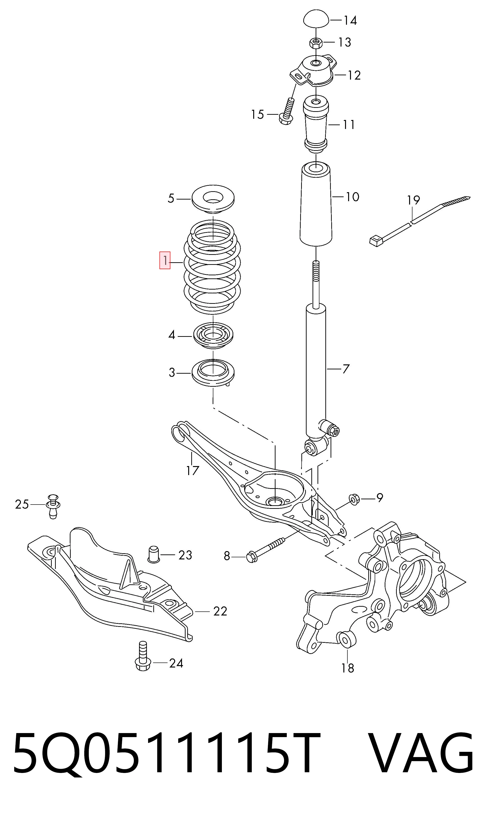 5Q0511115T VAG Пружина подвески задняя