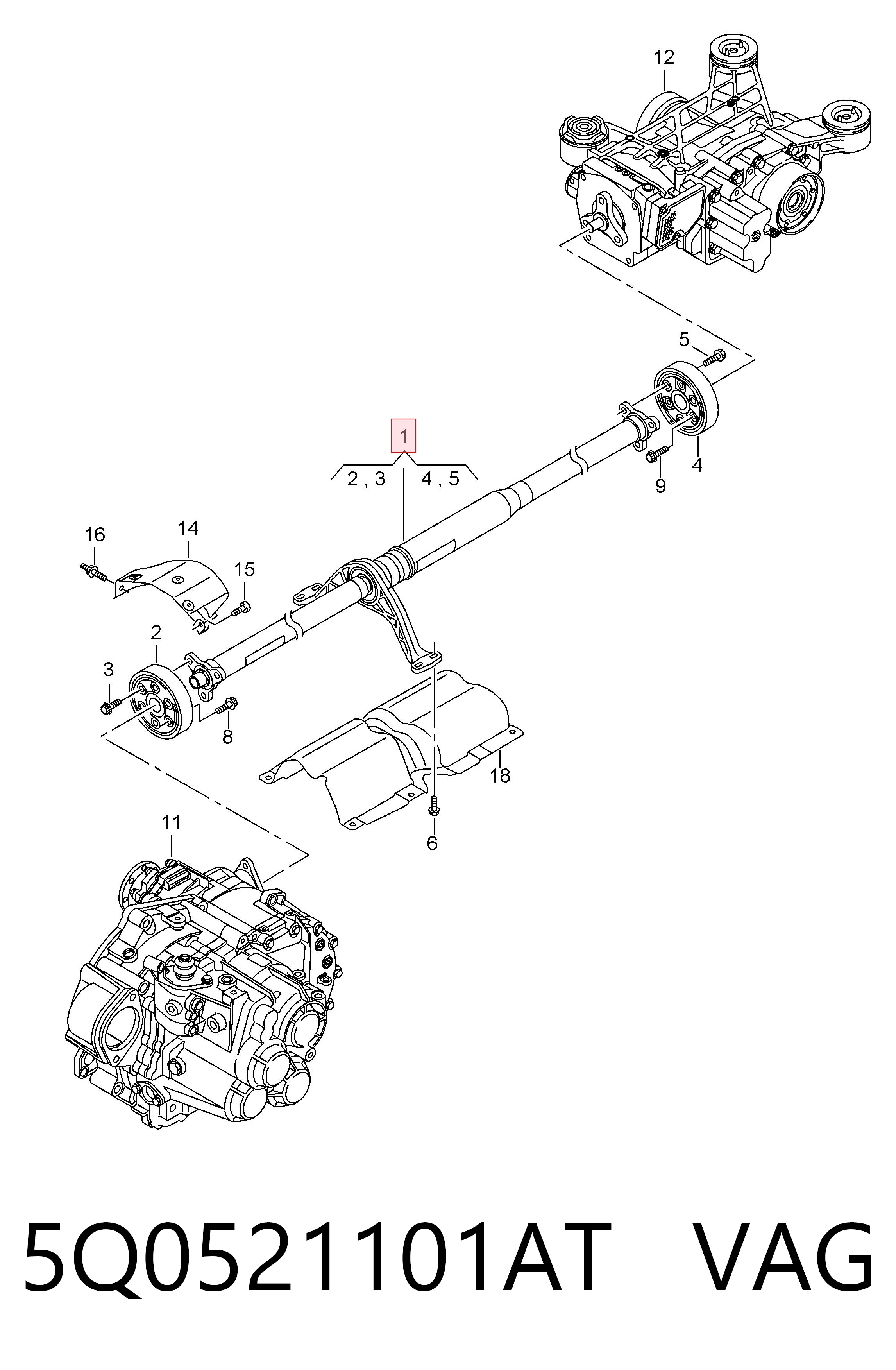 Вал карданный задний в сборе Volkswagen Golf ALLTRACK VII универсал (BA5, BV5) (2014 - 2020) цена, от 433.92 USD