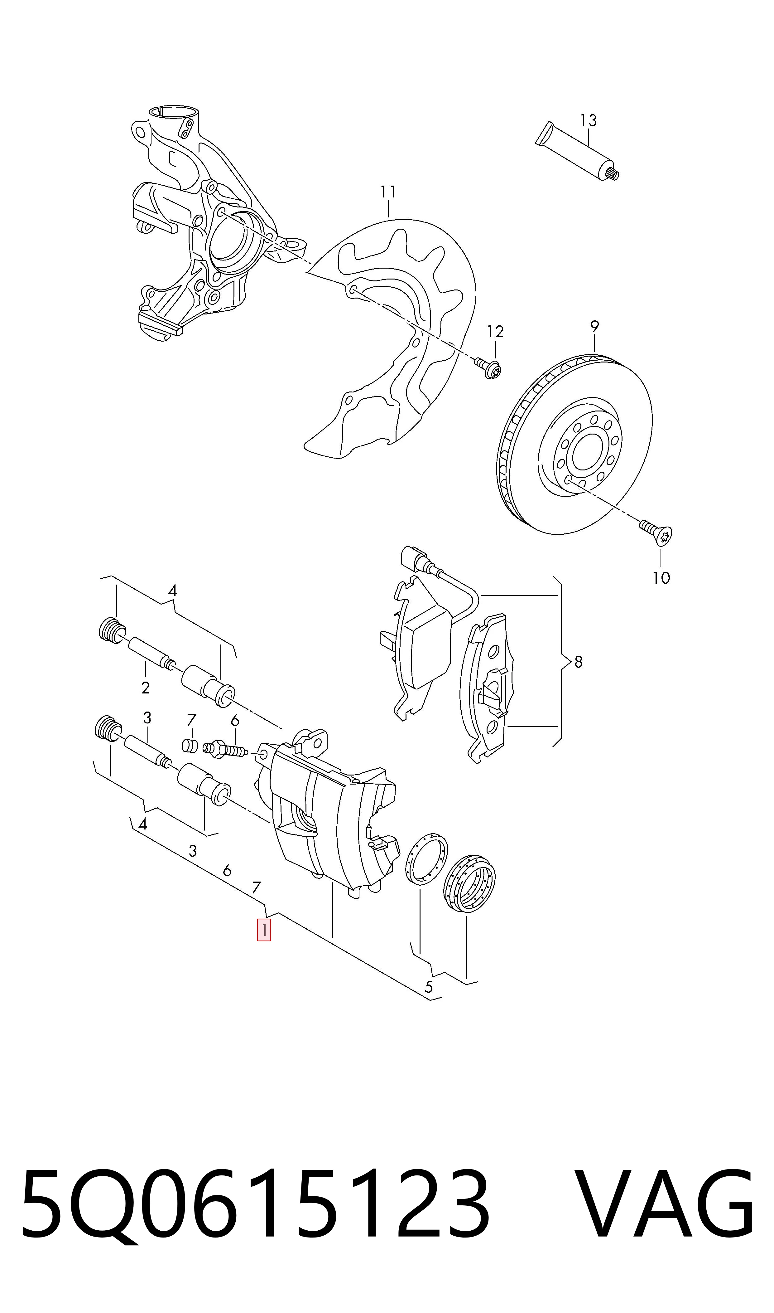Супорт тормзной VAG 5Q0615123 цена, от 37.75 USD