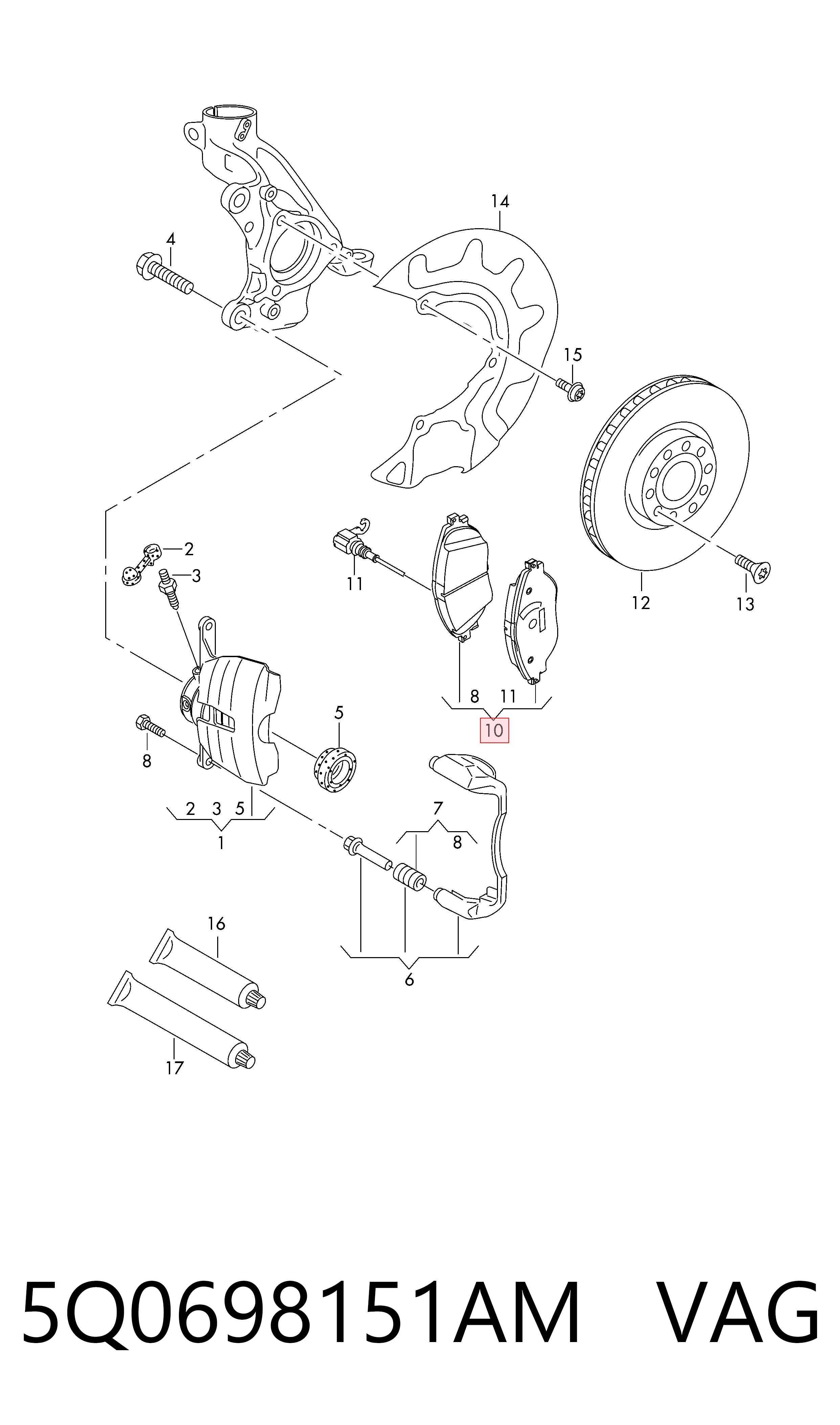 5Q0698151AM VAG Колодки передние