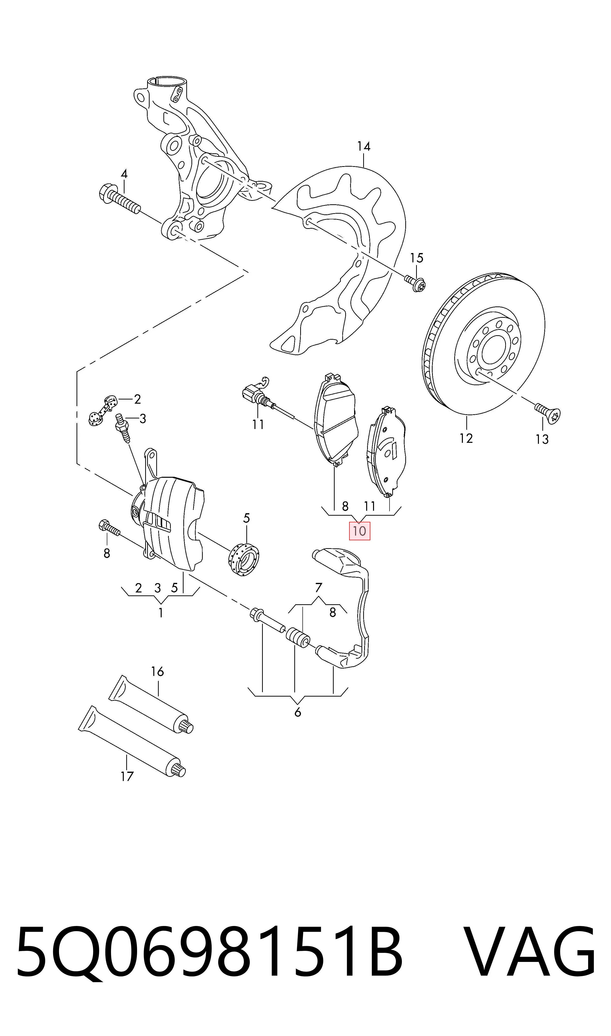5Q0698151B VAG Колодки передние