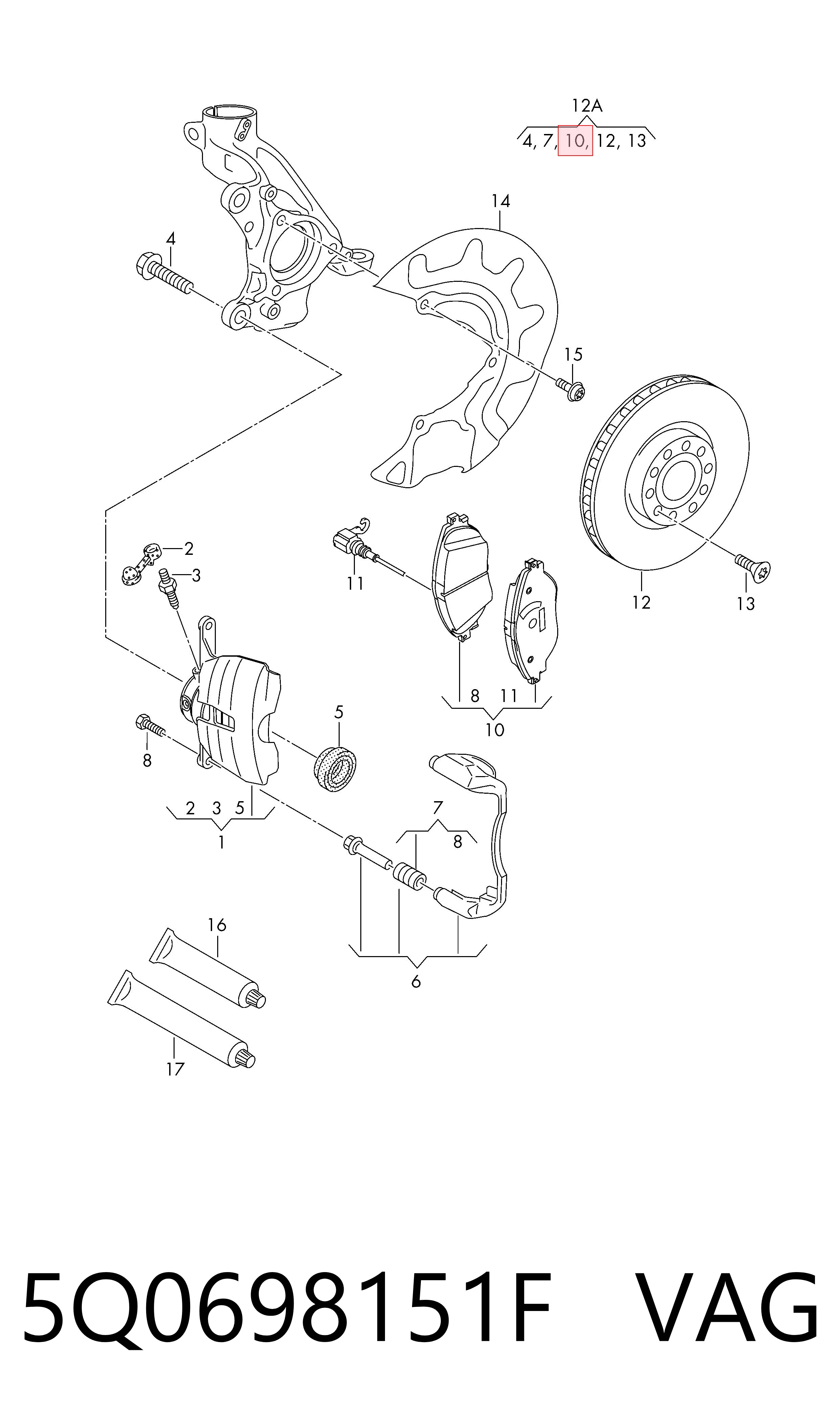 5Q0698151F VAG Колодки передние