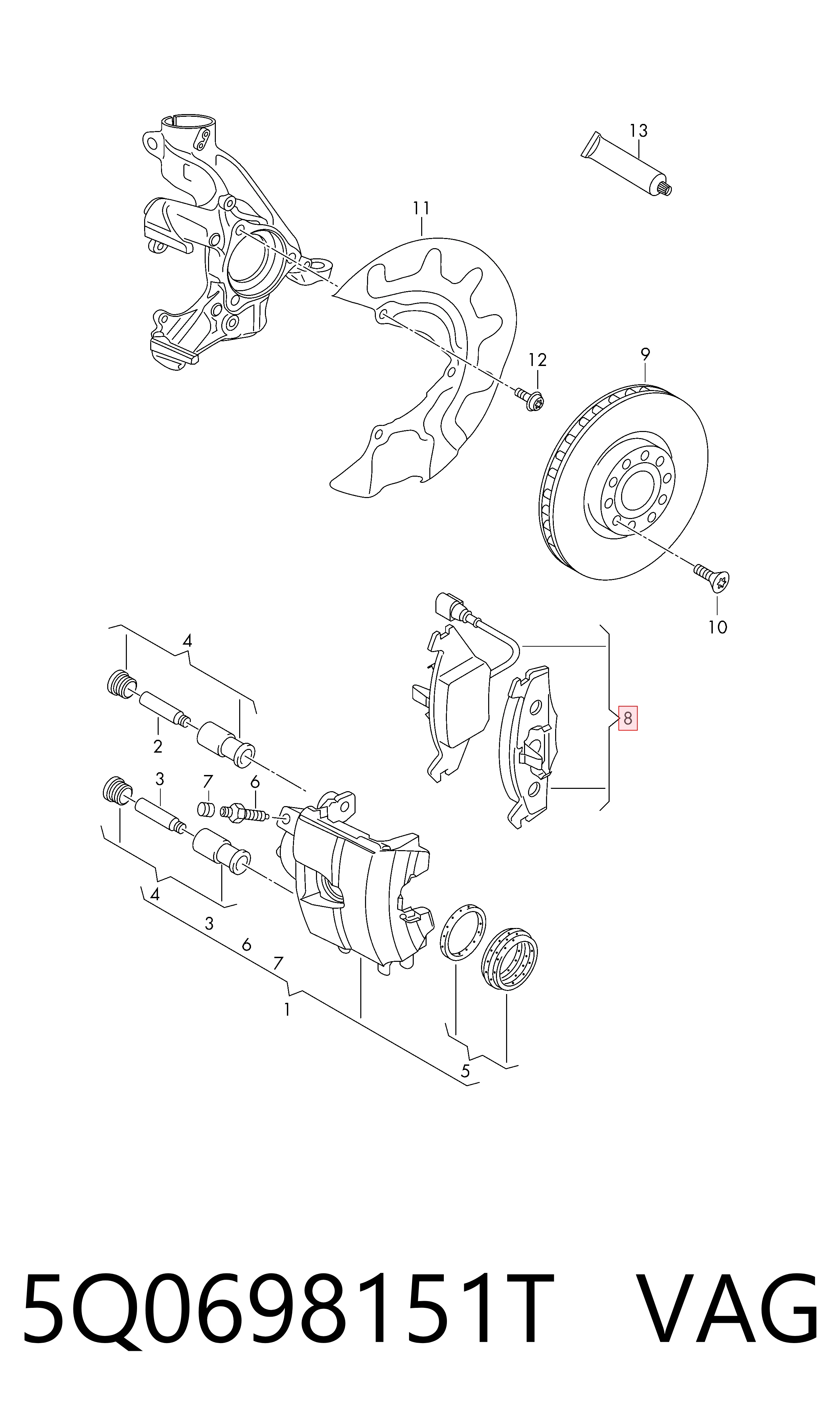 Колодки VAG 5Q0698151T цена, от 81.51 USD