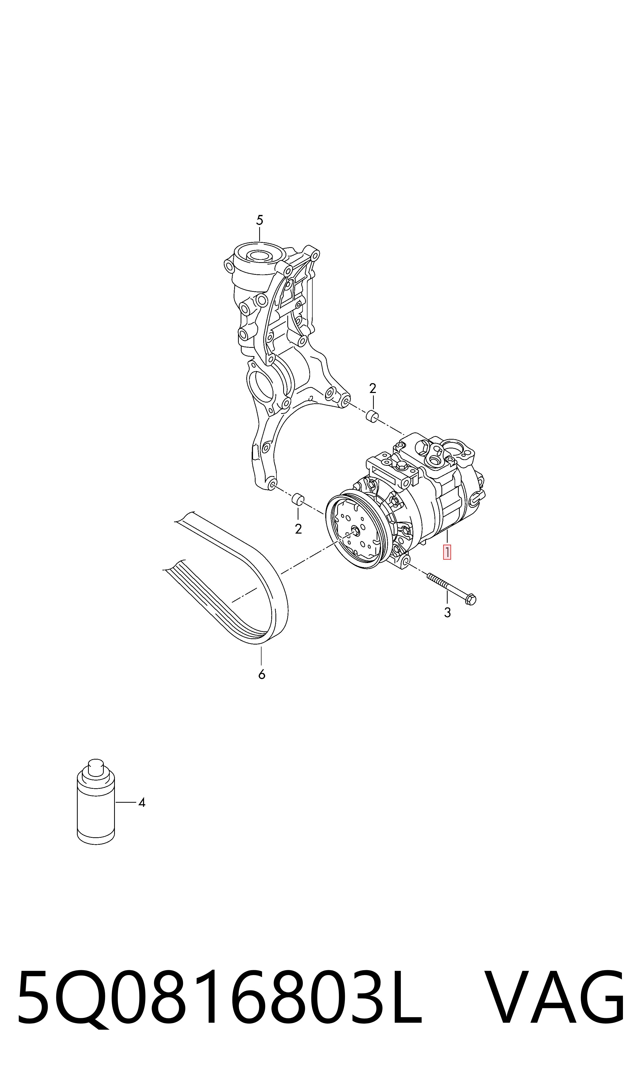 5Q0816803L VAG Компрессор хладагента