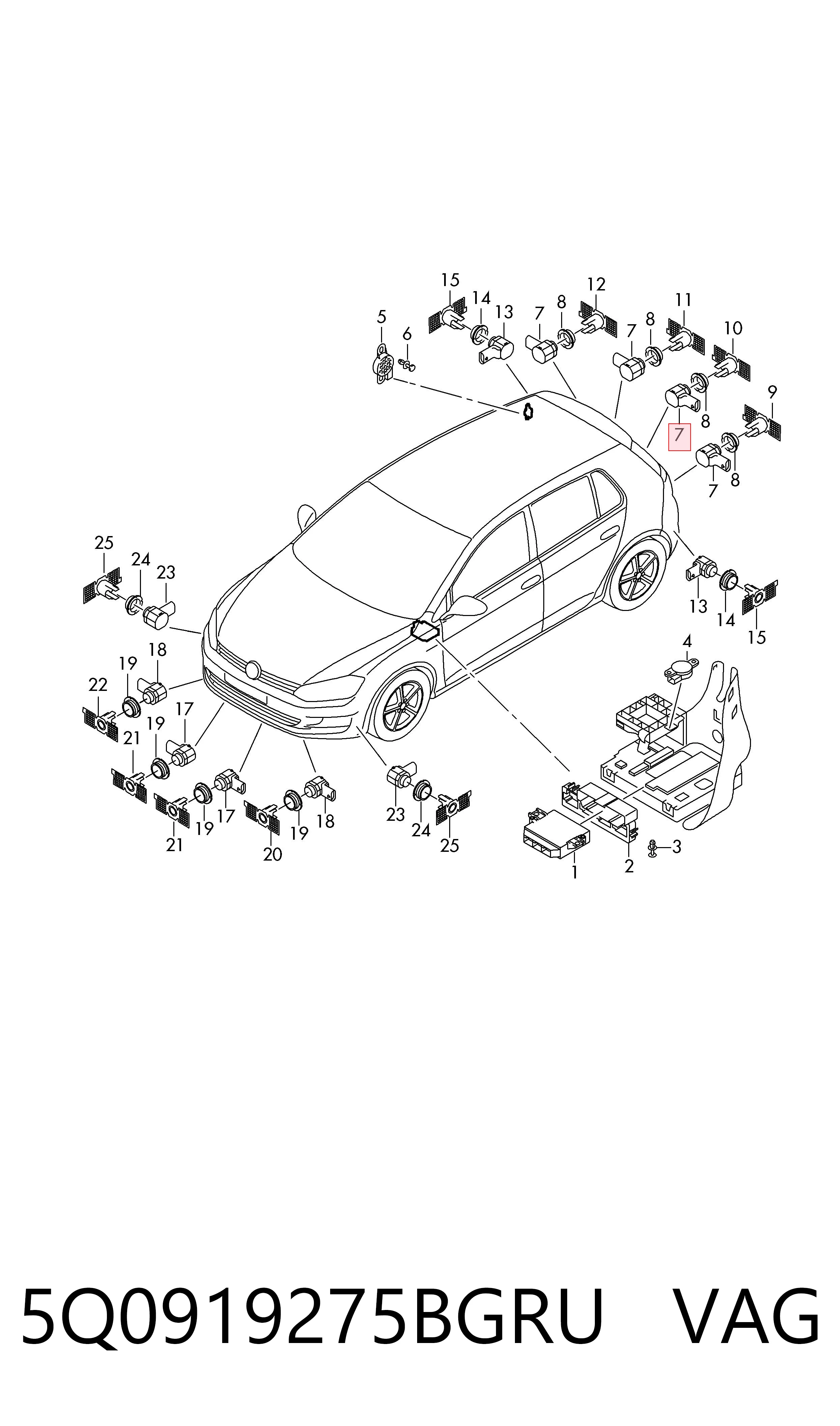 Парктроники задние 5Q0919275BGRU VAG