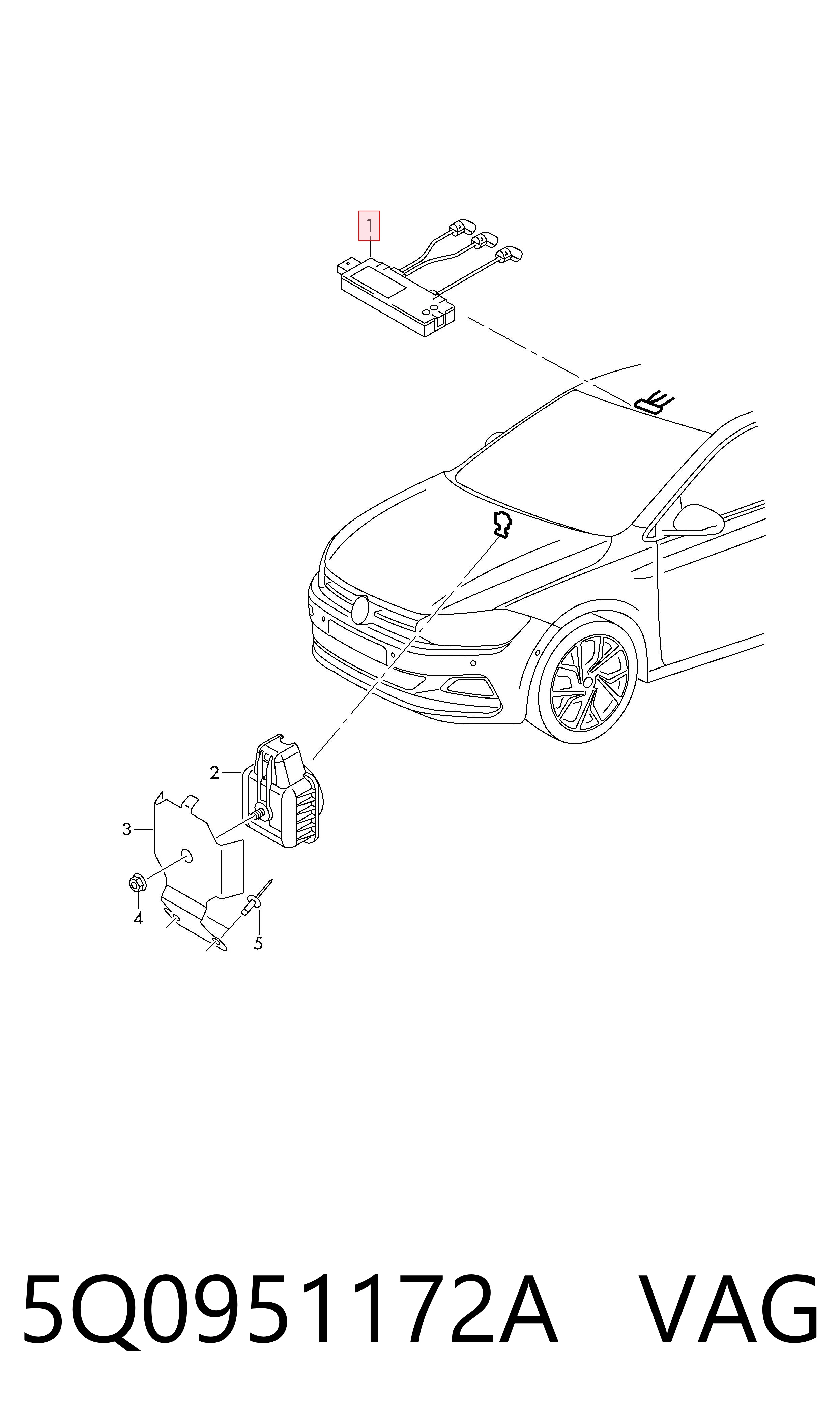 Блок управления (ЭБУ) сигнализацией Bentley 5Q0951172