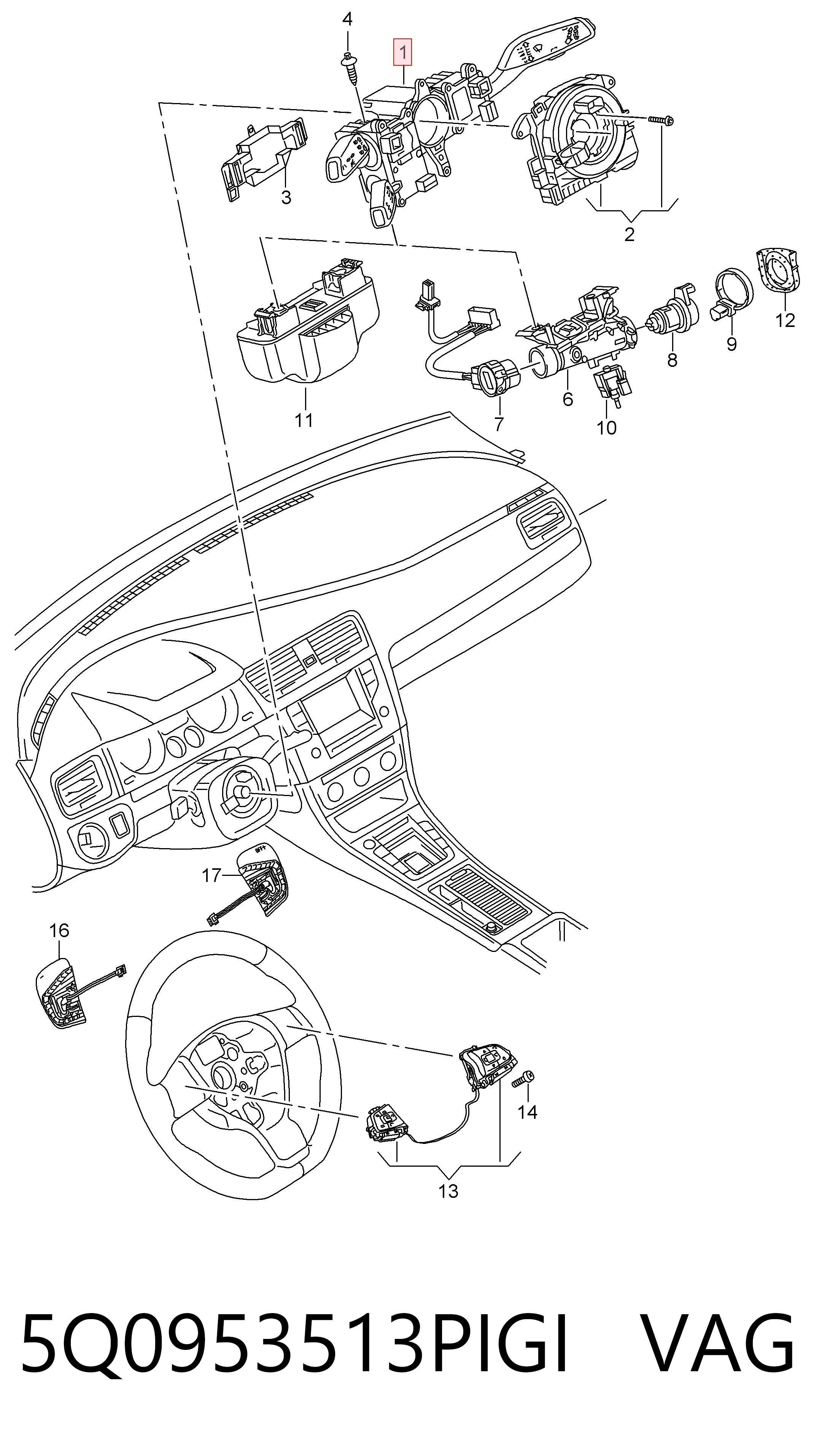 Купить Подрулевой переключатель Фольксваген Гольф ALLTRACK VII BA5, BV5