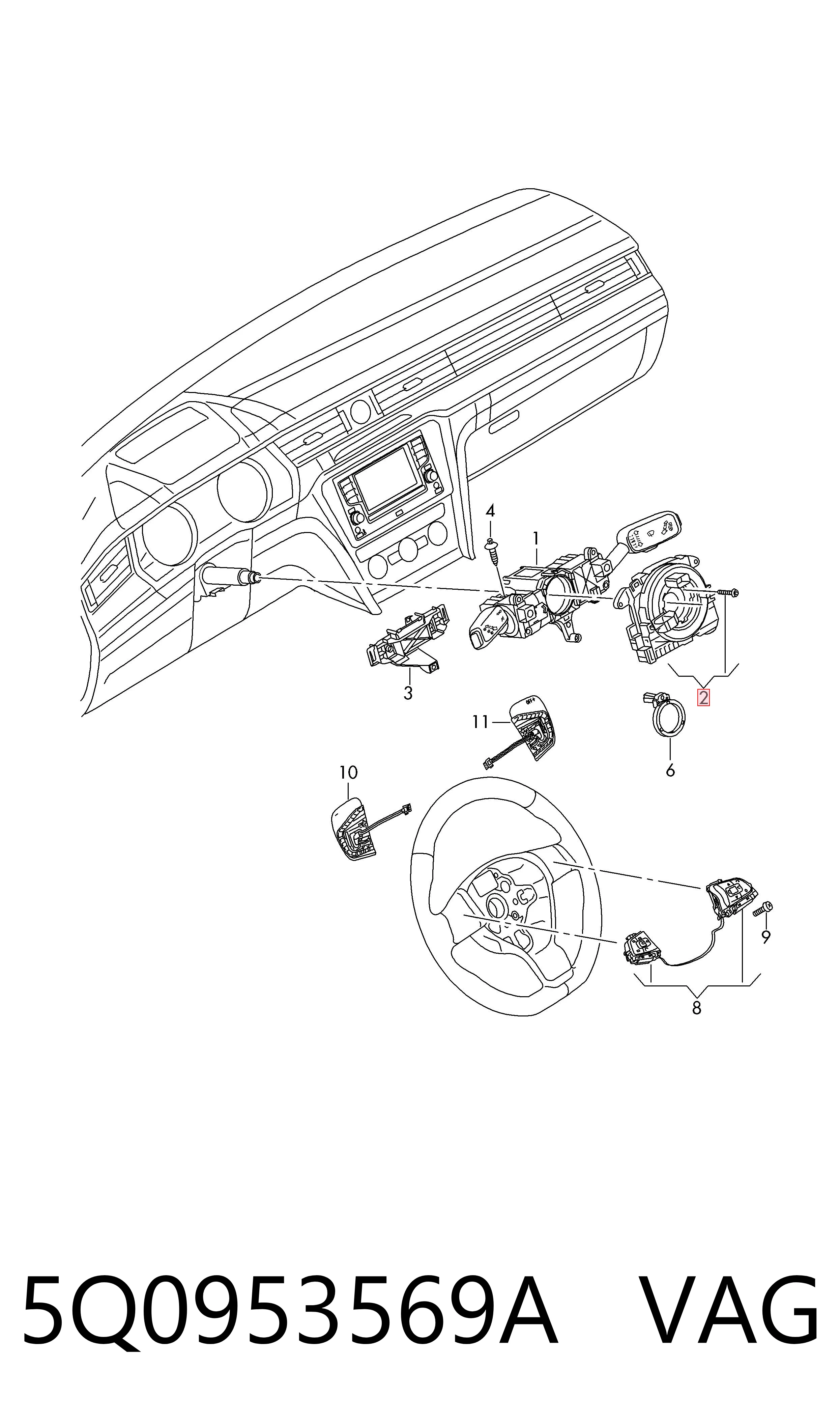5Q0953569A VAG Кольцо подушки безопасности