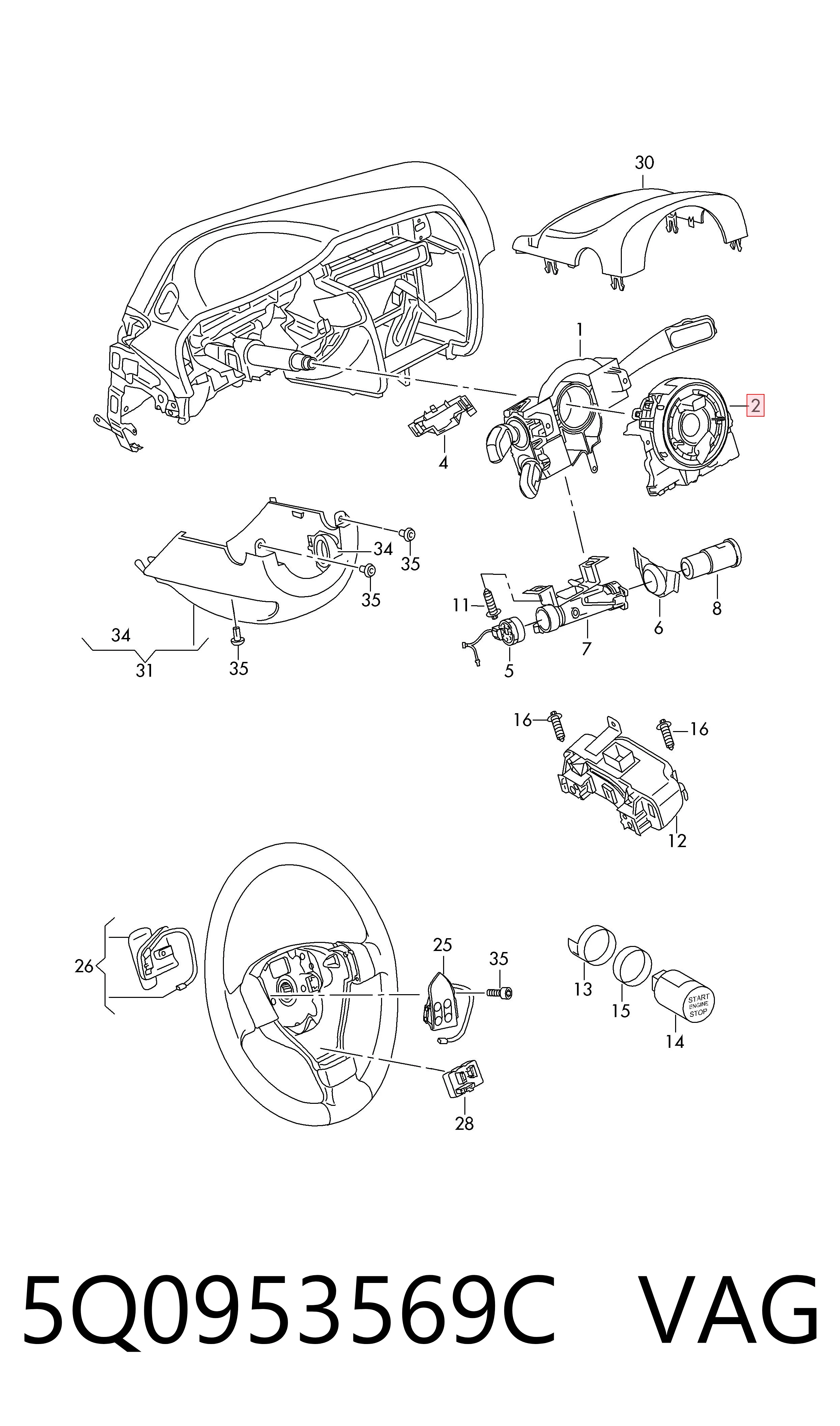 5Q0953569C VAG Кольцо подушки безопасности