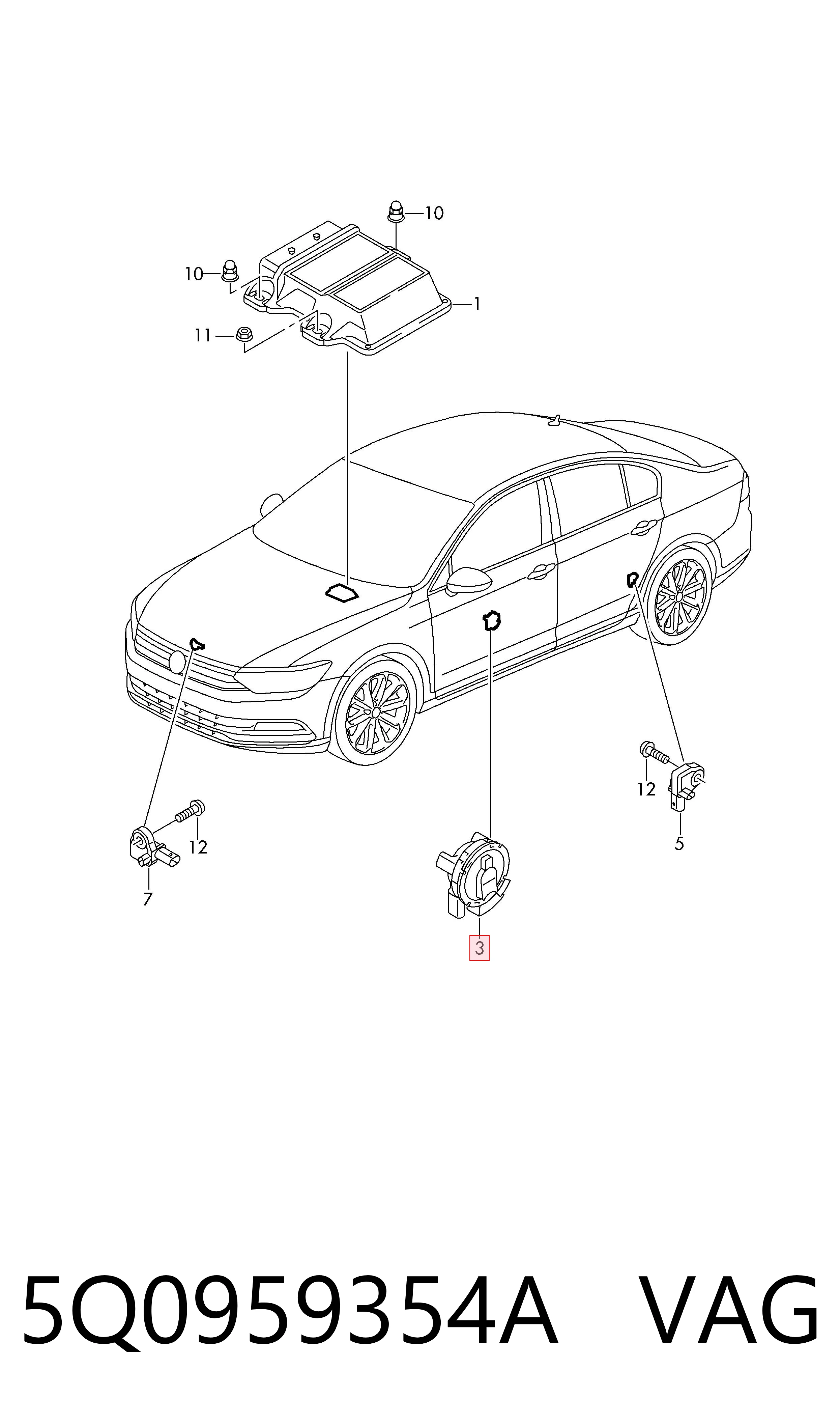 Датчик Эйрбэг передний VAG 5Q0959354A цена, от 2.40 USD