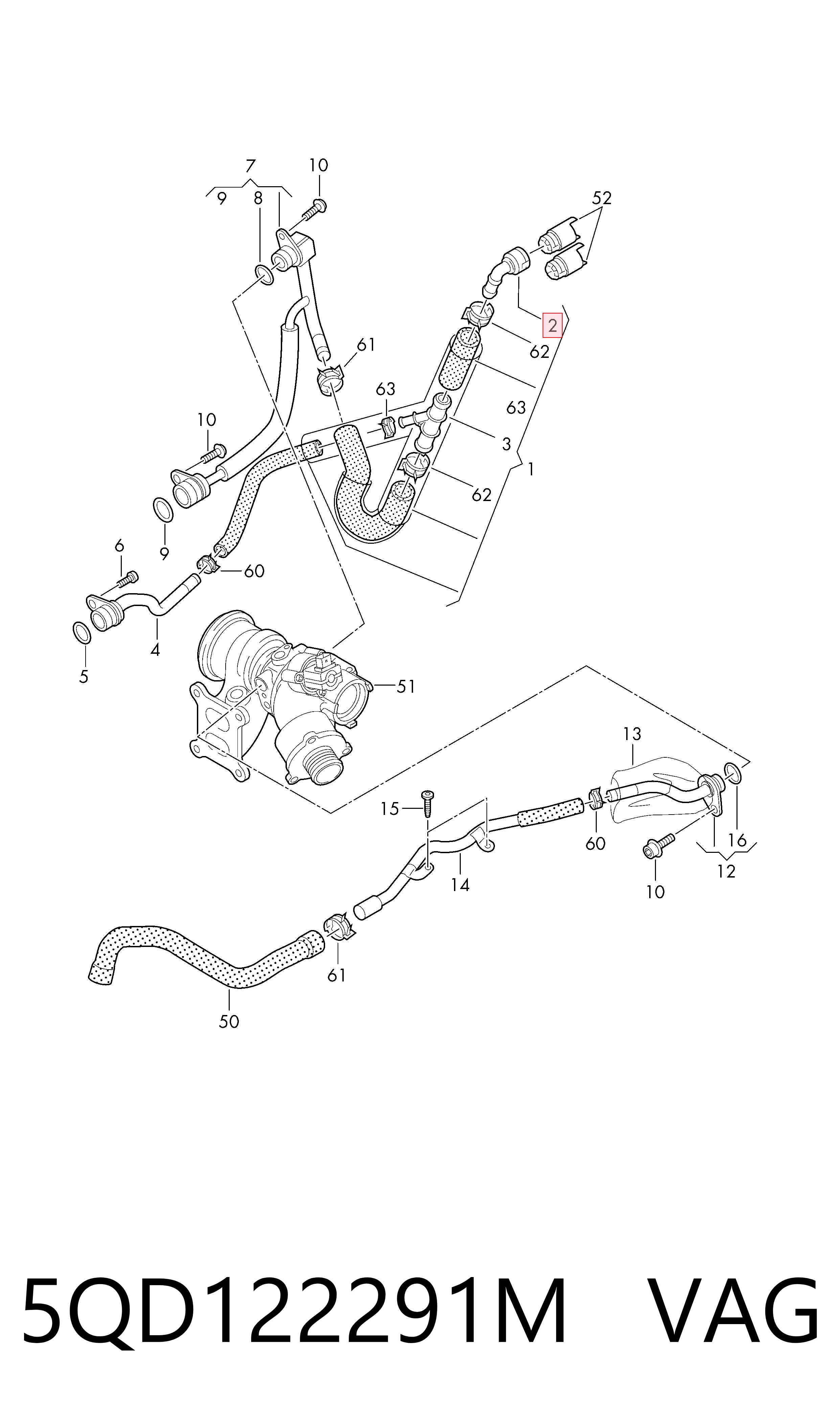 5QD122291M VAG Тройник системы охлаждения