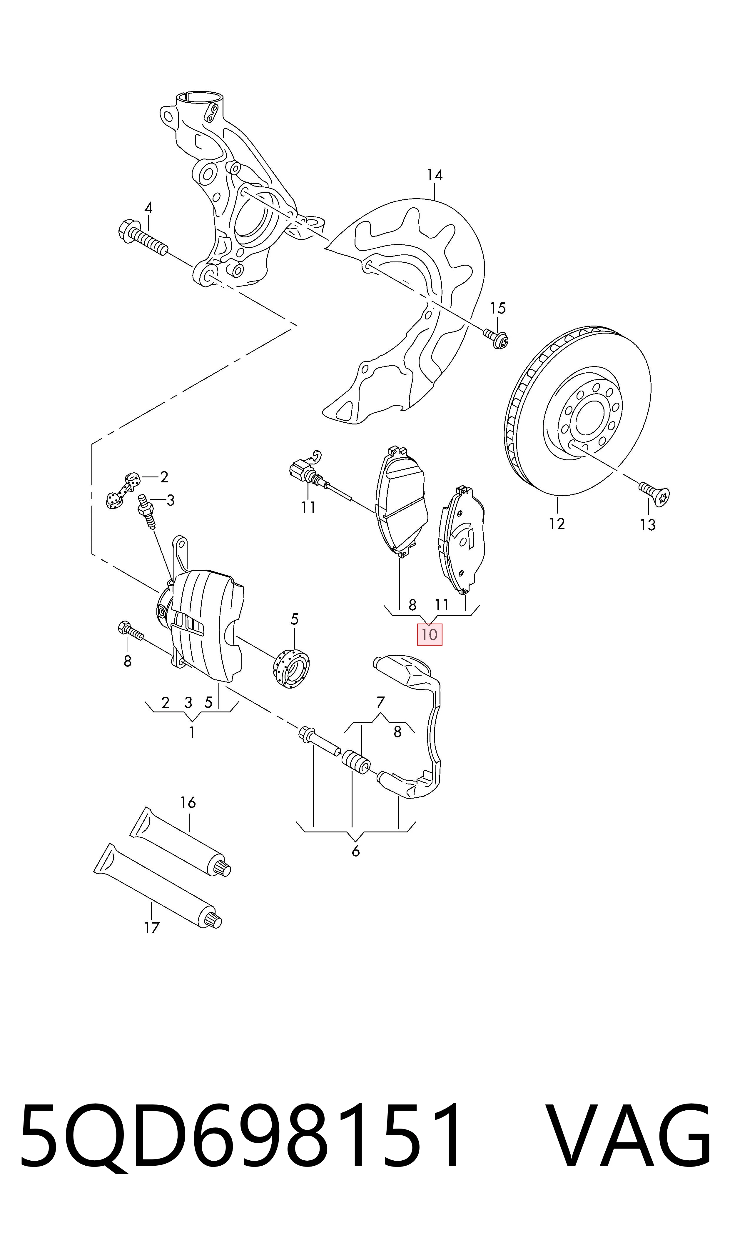 5QD698151 VAG Колодки передние