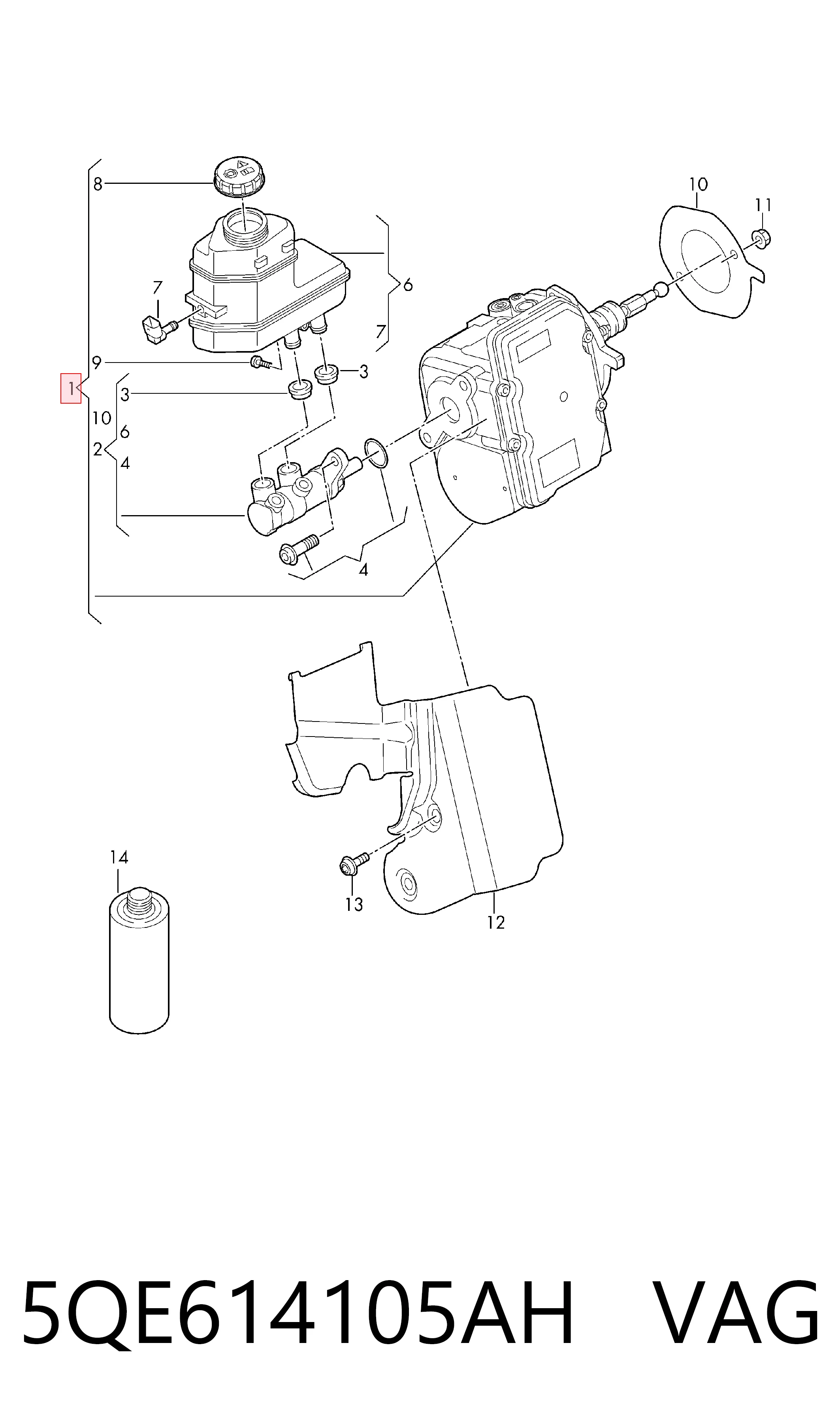 5QE614105AH VAG Усилитель тормоза вакуумный