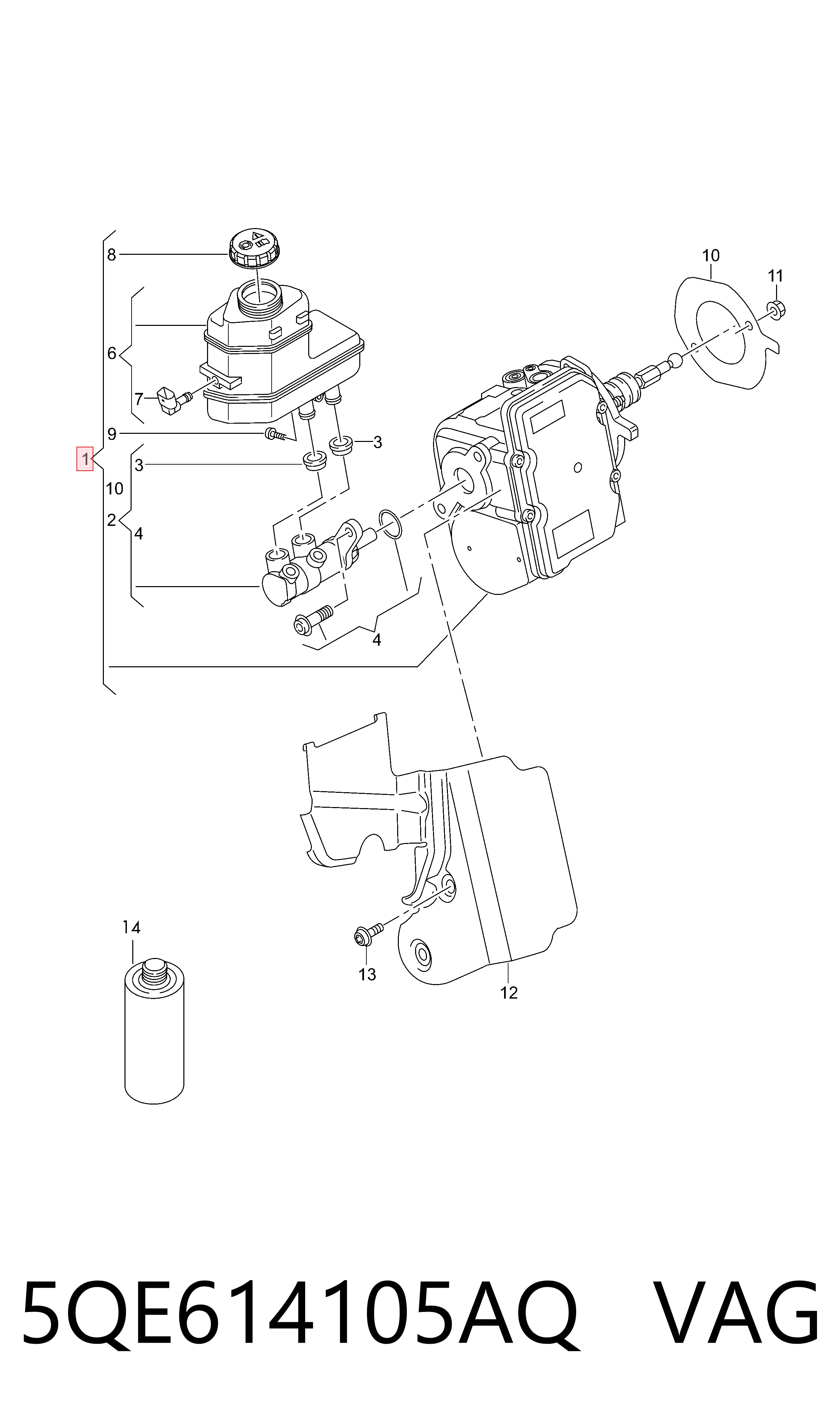 5QE614105AQ VAG Усилитель тормоза вакуумный