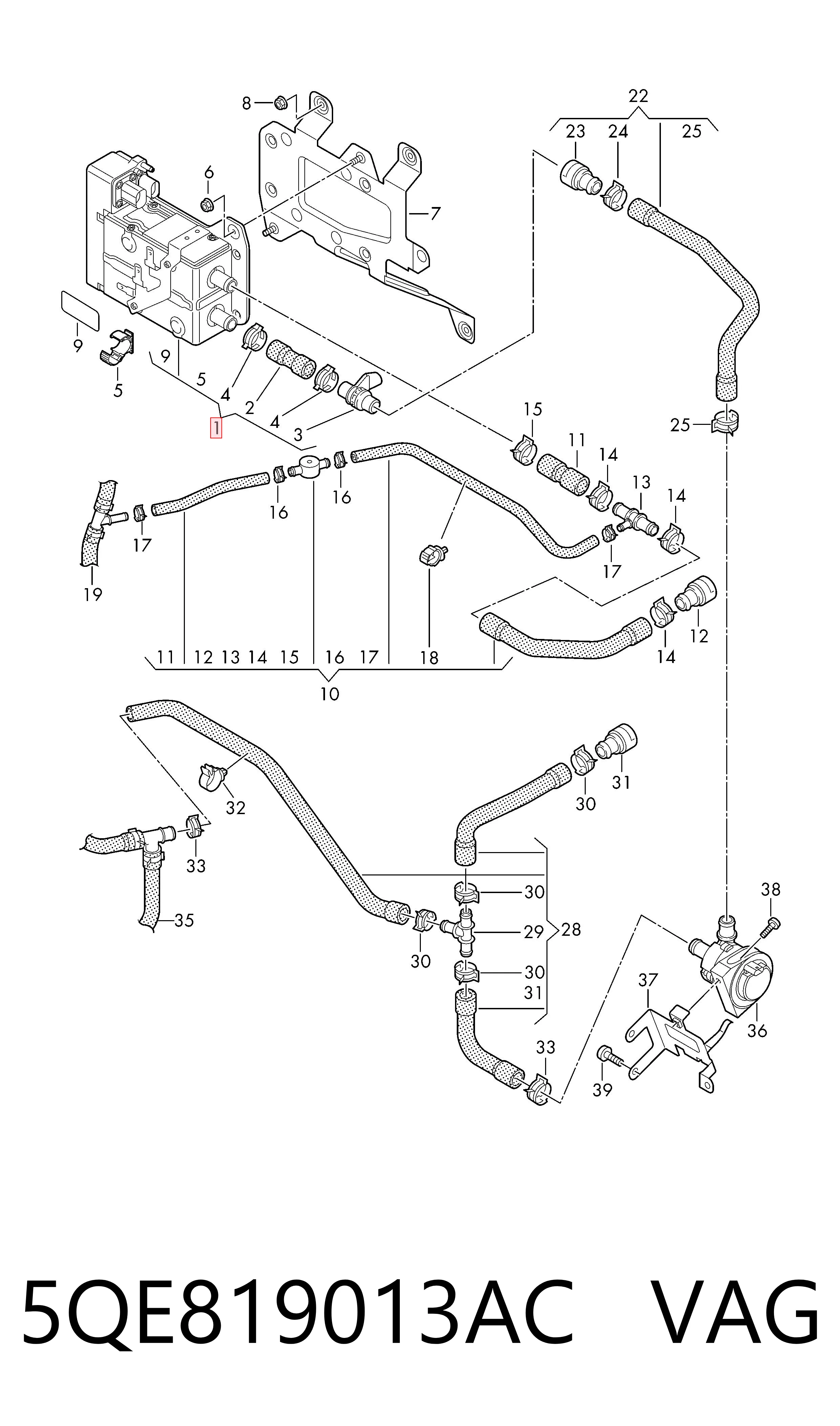 5QE819013AC VAG Электроподогреватель воздуха