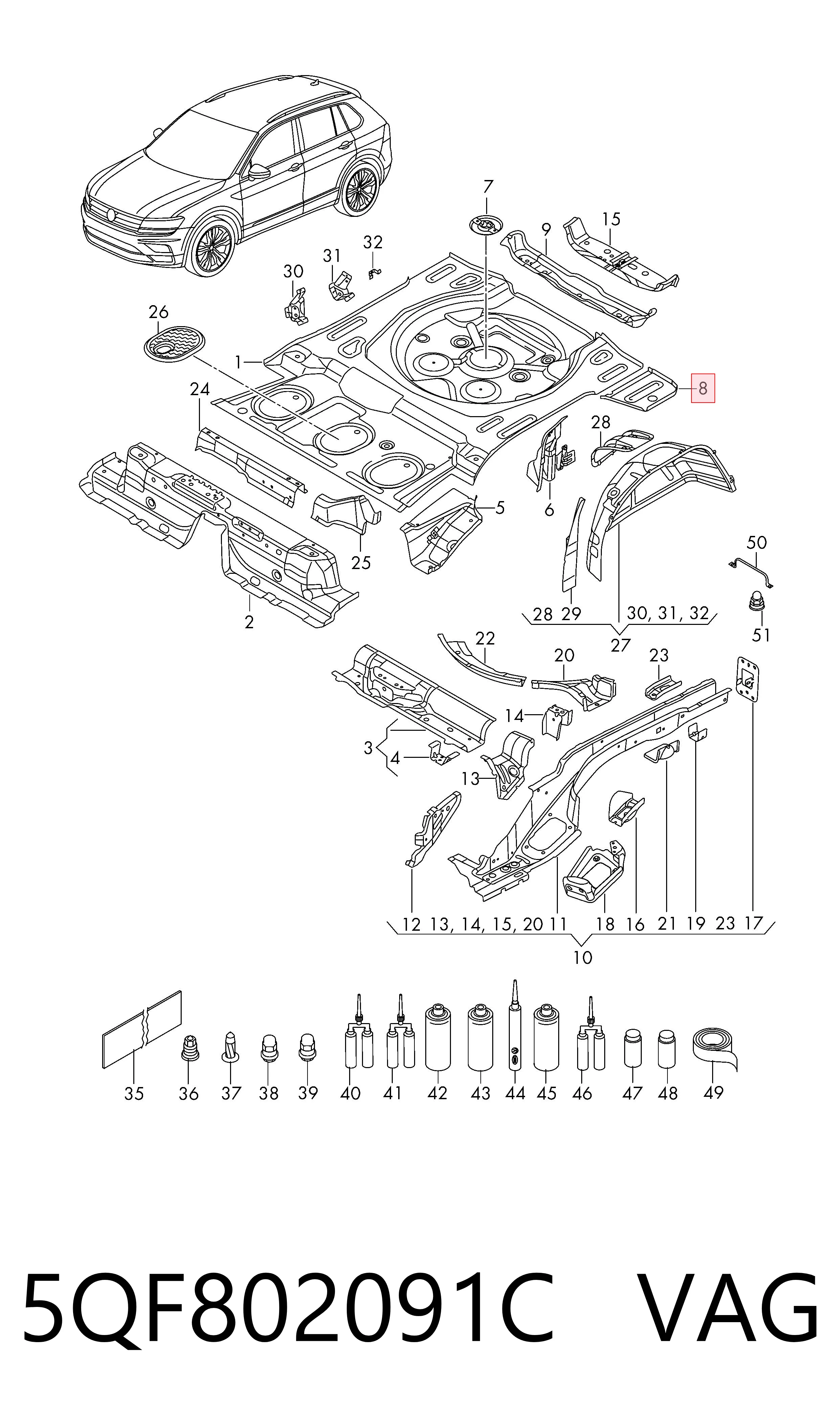 5QF802091C VAG Пол кузова