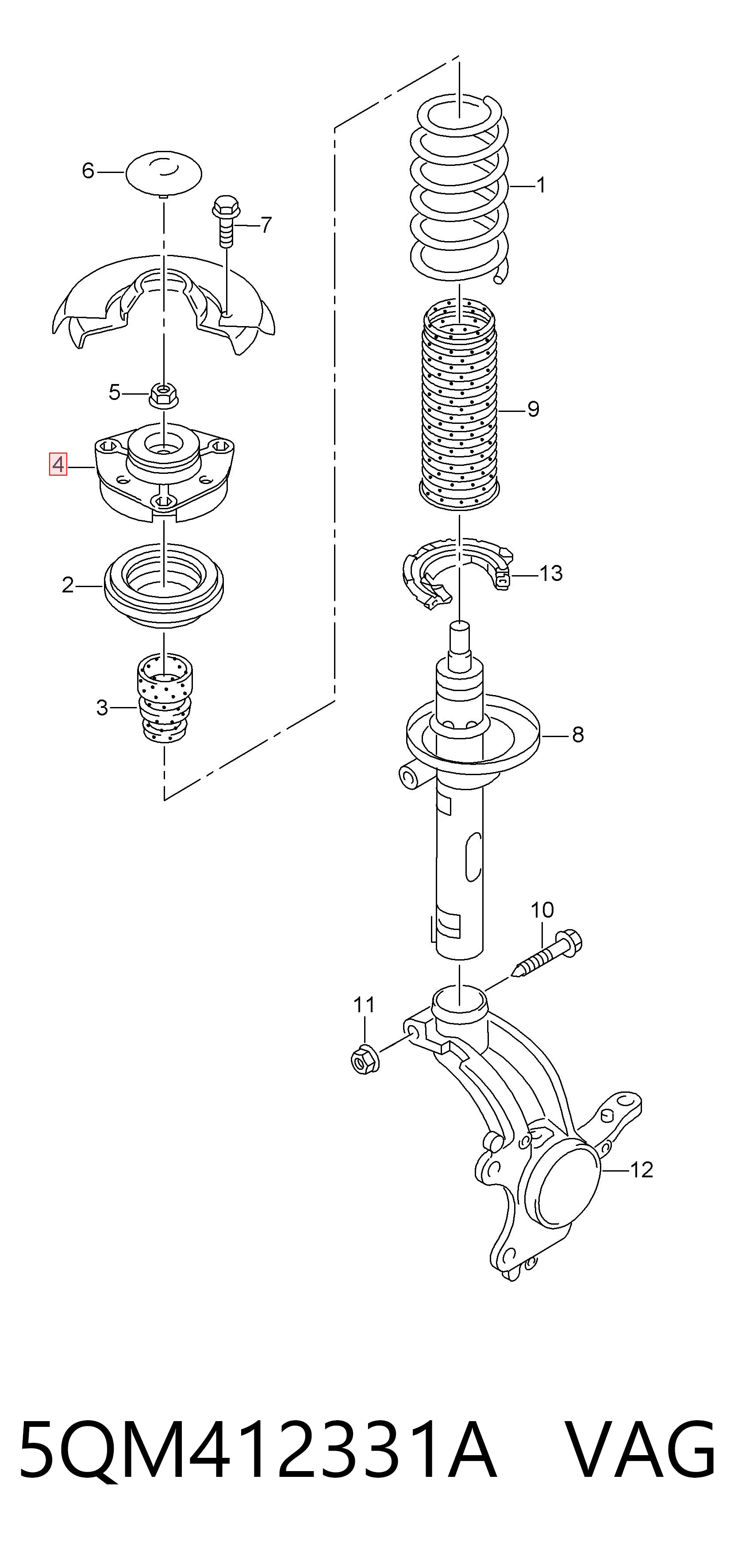 5QM412331A VAG Подушка амортизатора переднего