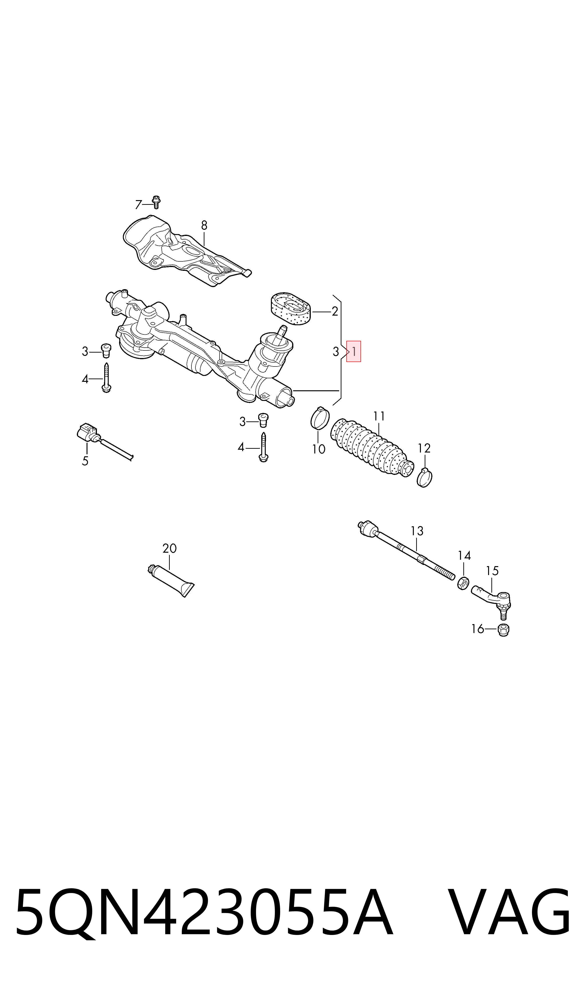 Рулевая рейка VW9129R AGR