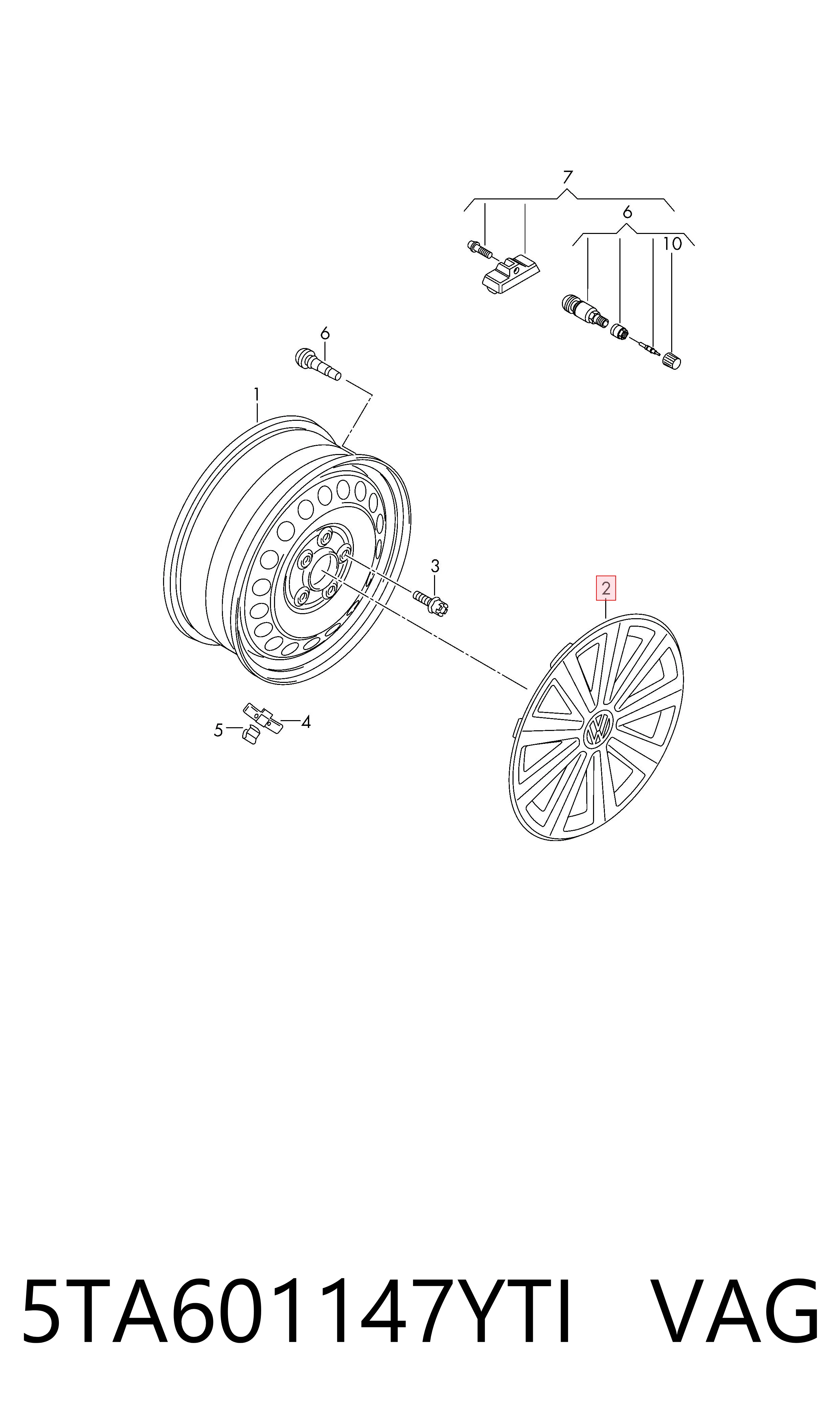 5TA601147YTI VAG Колпаки на диски