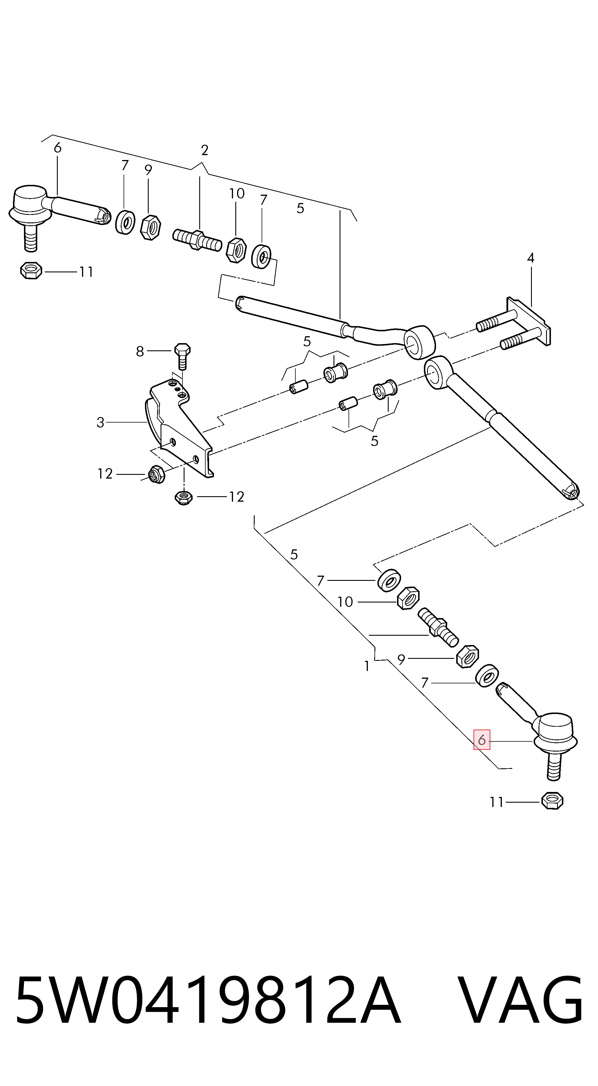 5W0419812A VAG Наружный наконечник рулевой тяги
