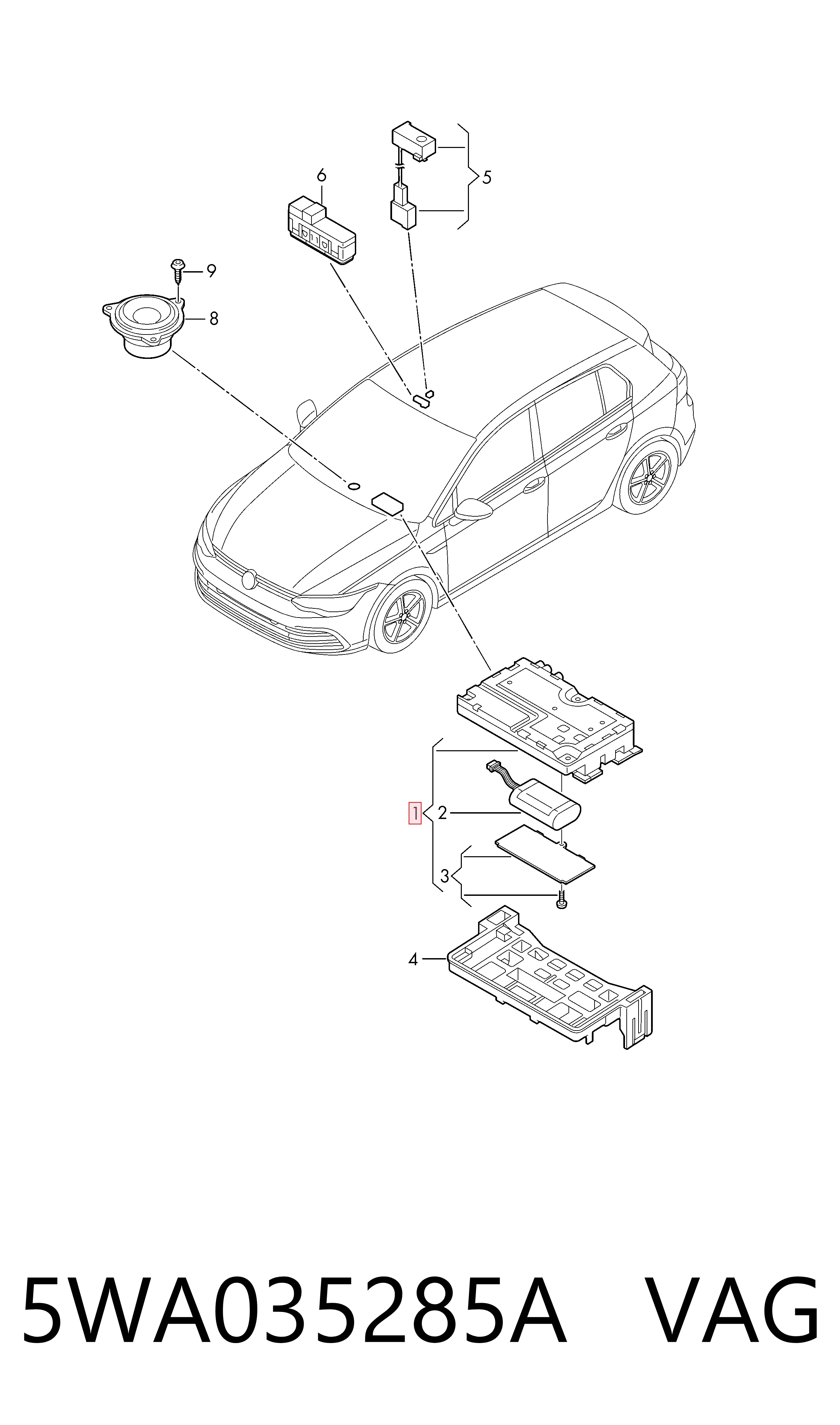  VAG 5WA035285A цена, от 595.47 USD