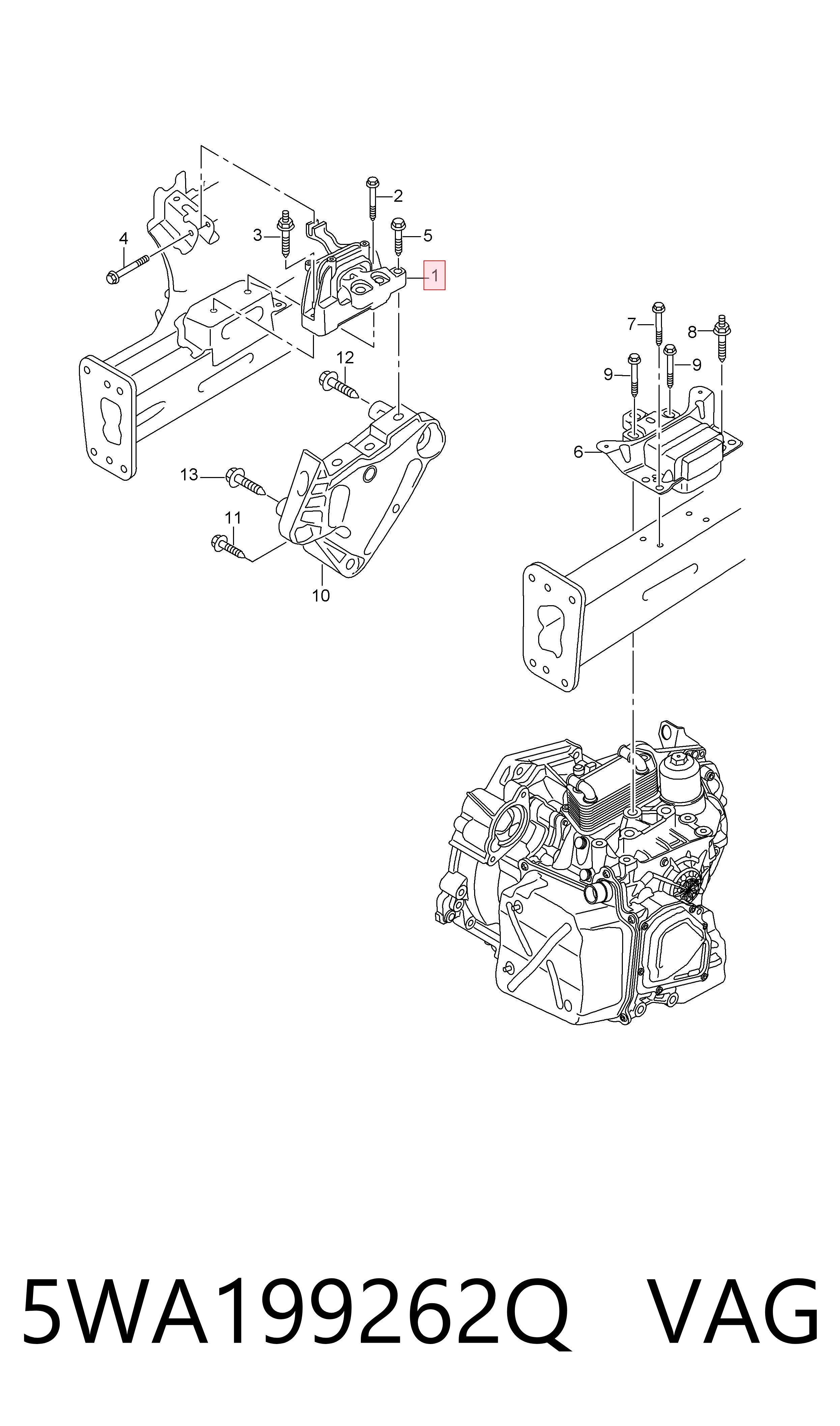 Подушка двигателя VAG 5WA199262Q цена, от 90.32 USD
