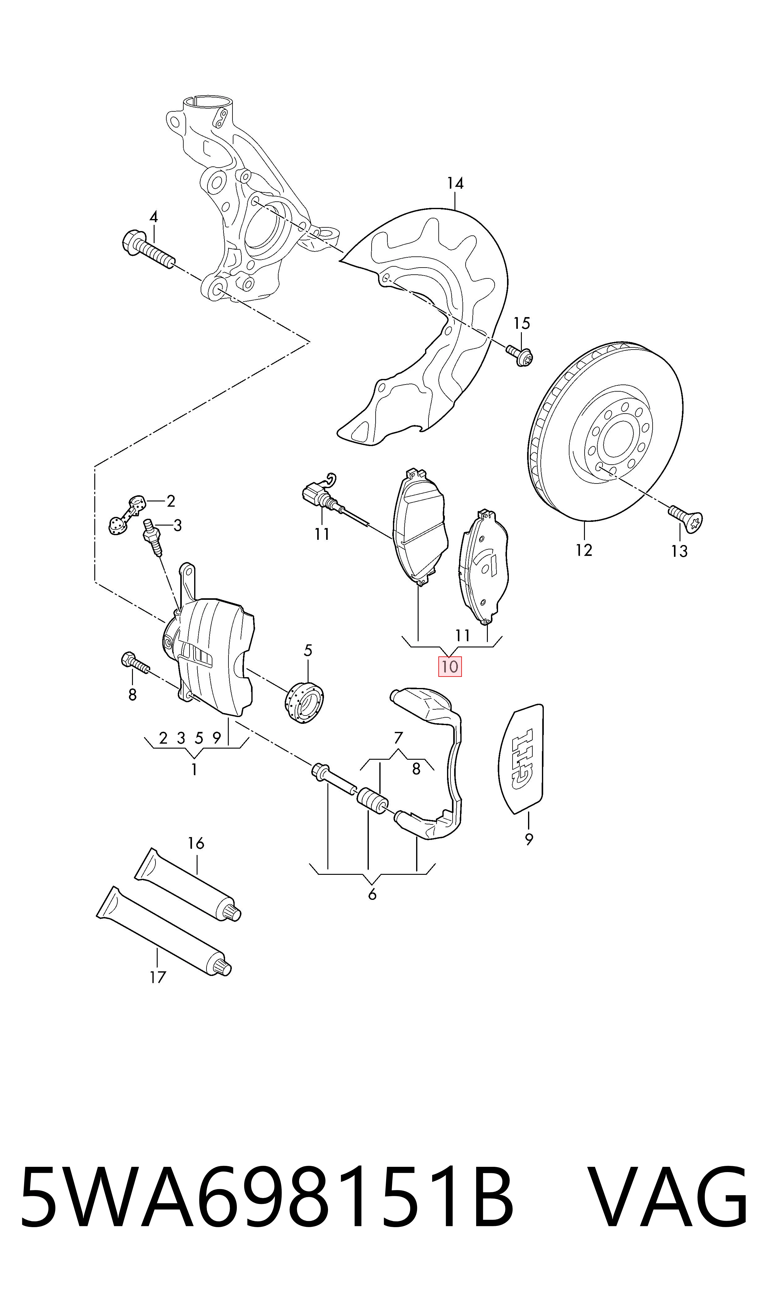 5WA698151B VAG Колодки передние