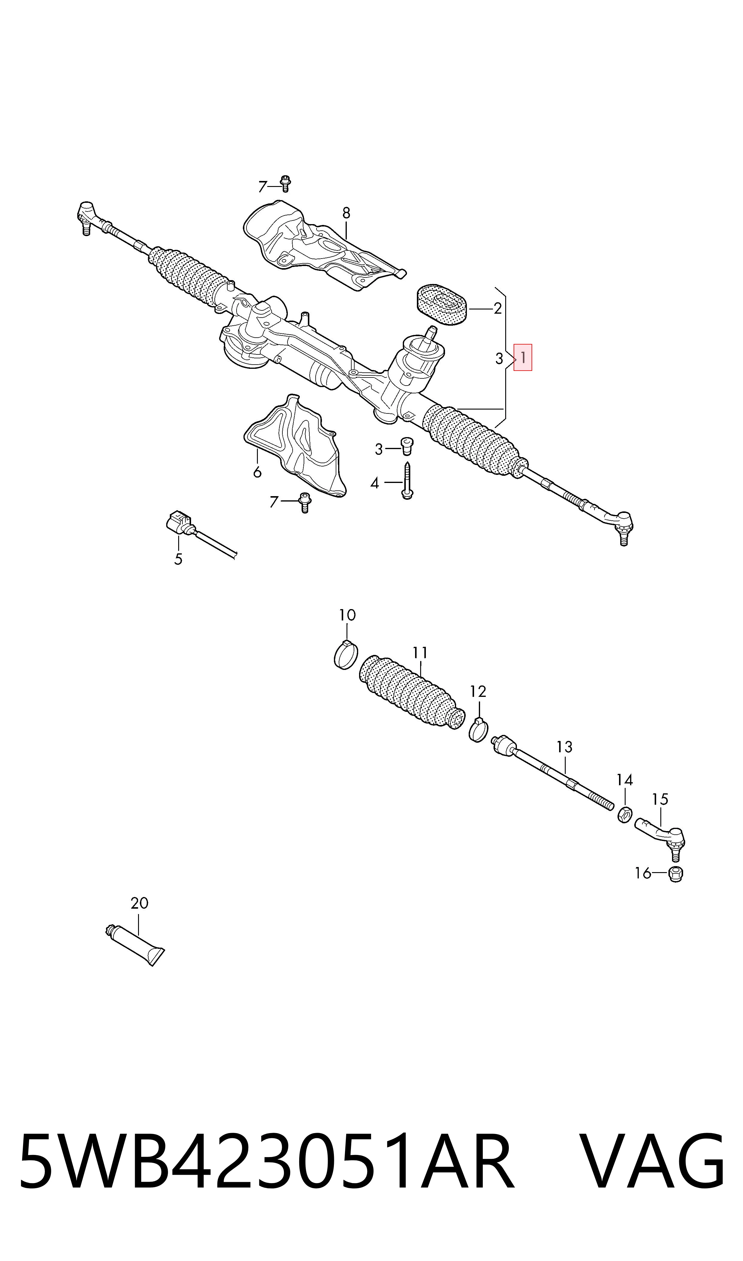 Рулевая рейка 5WB423051AR VAG