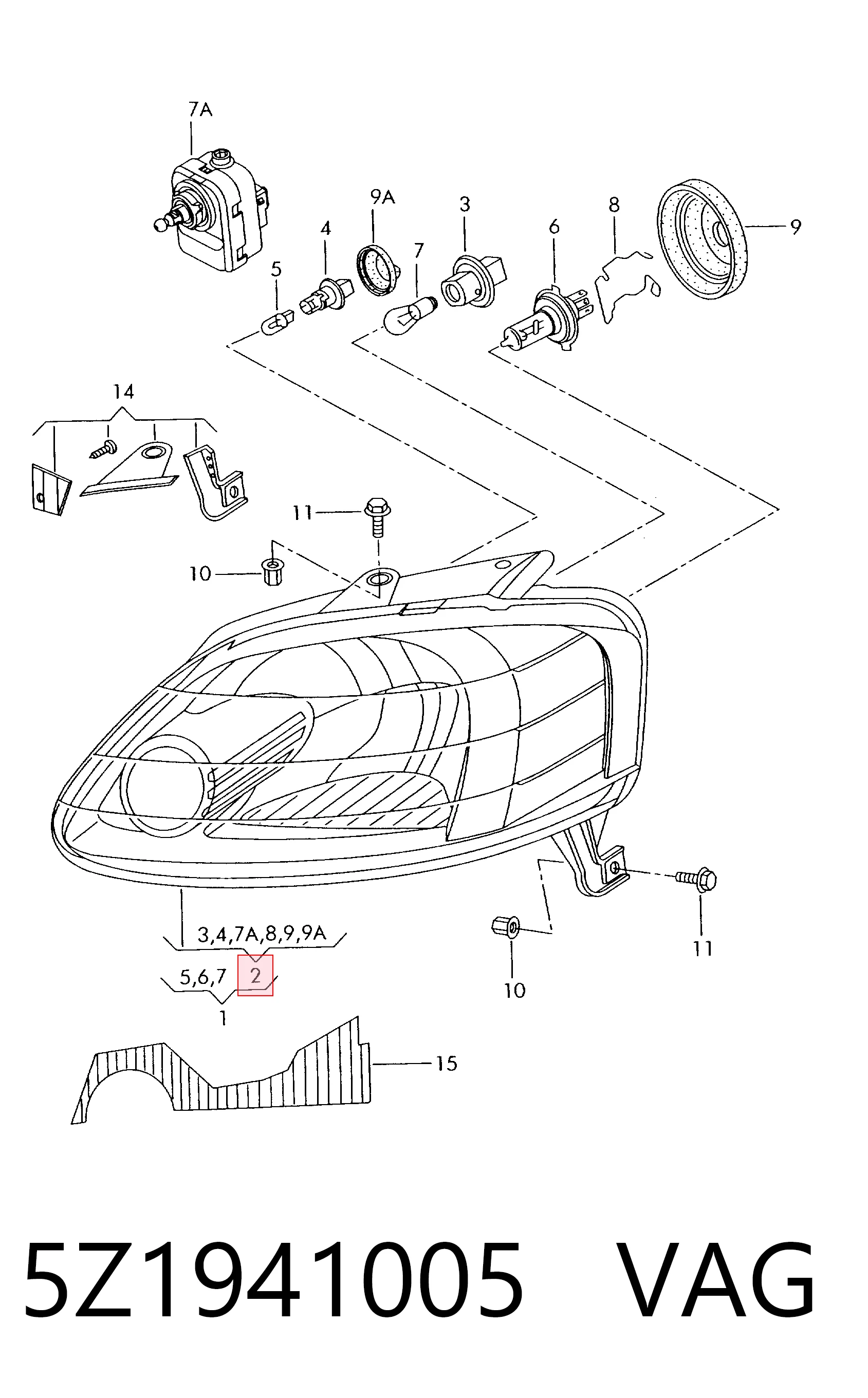 Фара левая VAG 5Z1941005 цена, от 92.06 USD
