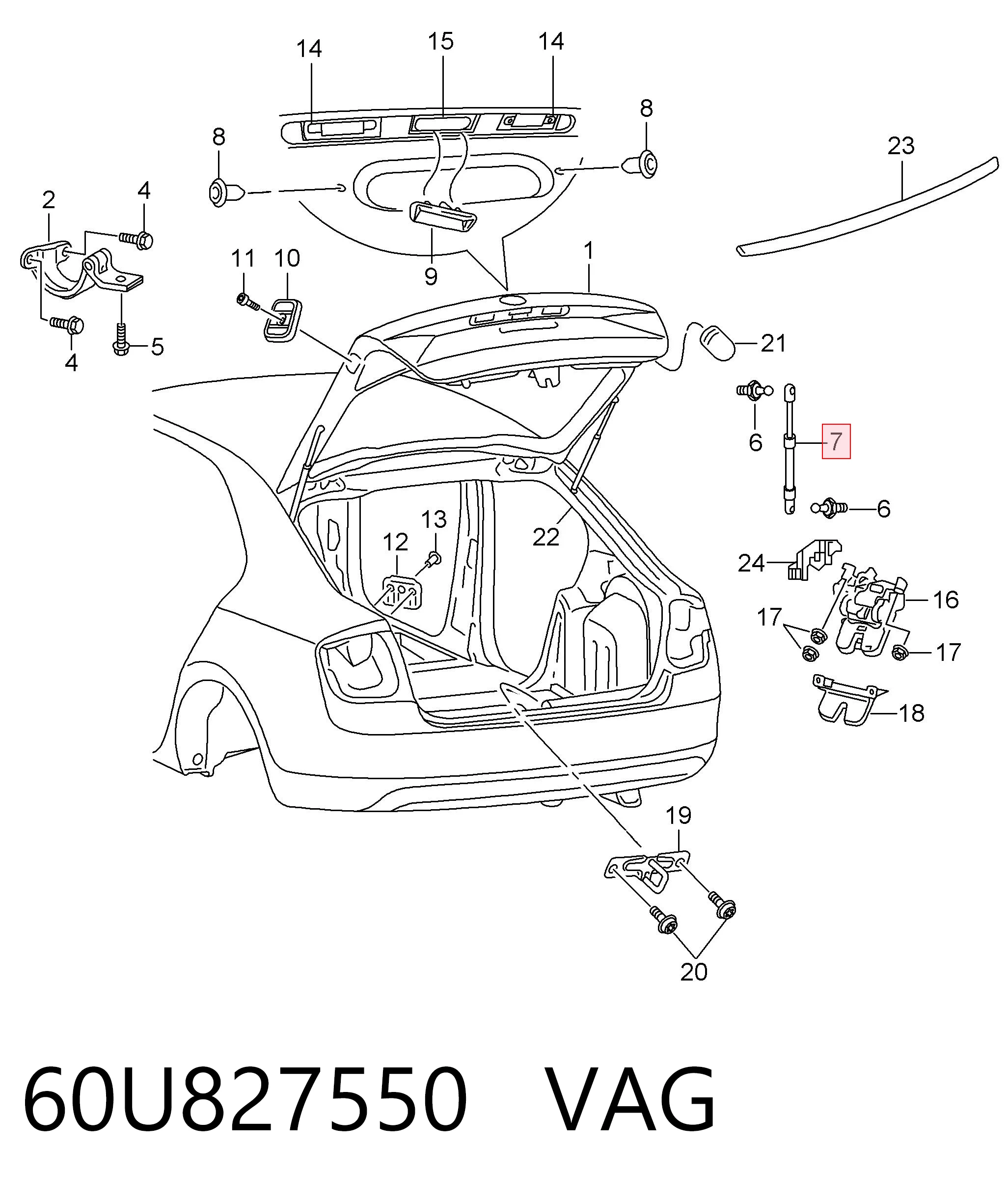 60U827550 VAG Амортизатор крышки багажника