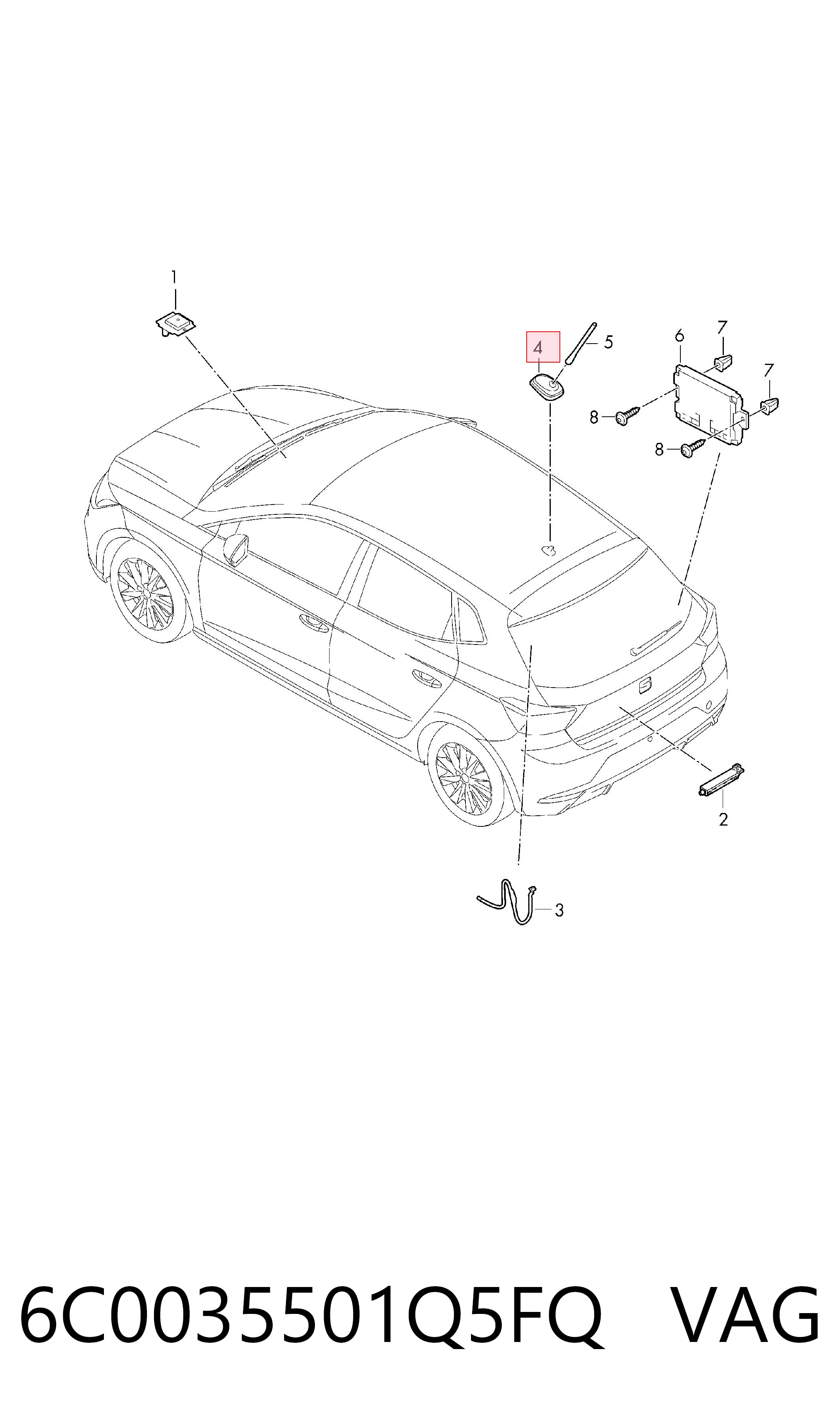 6C0035501Q5FQ VAG Антенна на крышу