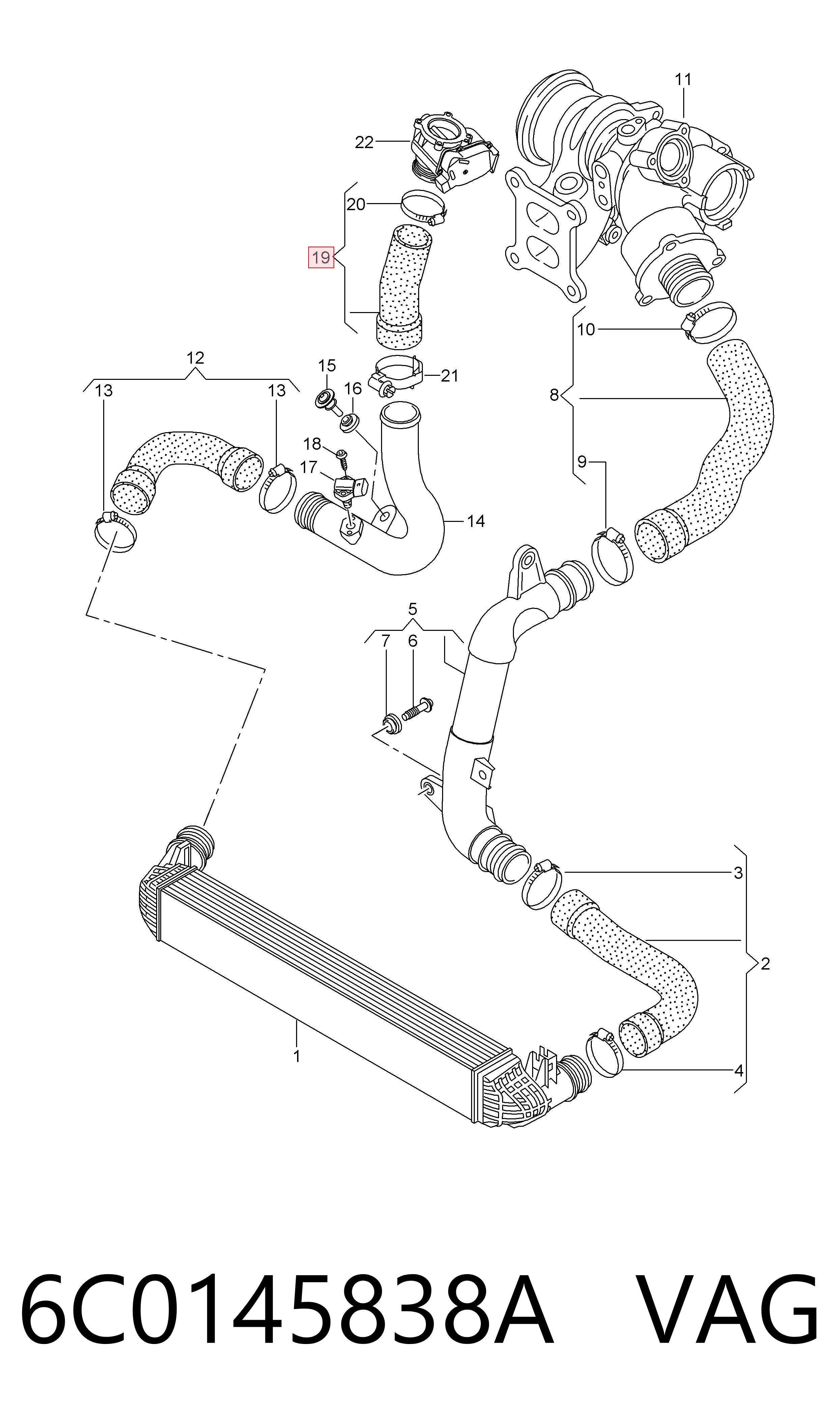 6C0145838A VAG Патрубок дроссельный