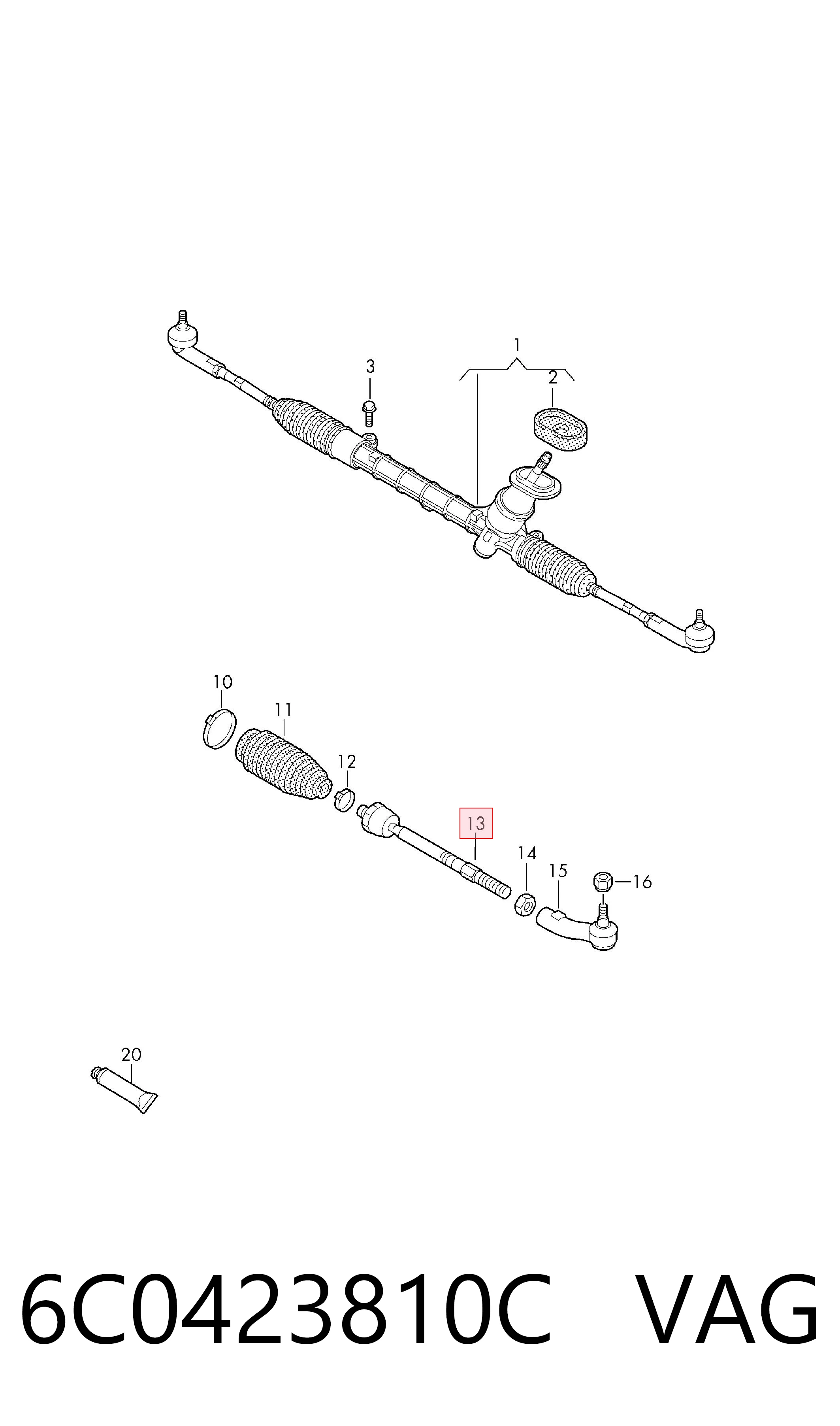 Купить 6C0423810C VAG Рулевая тяга