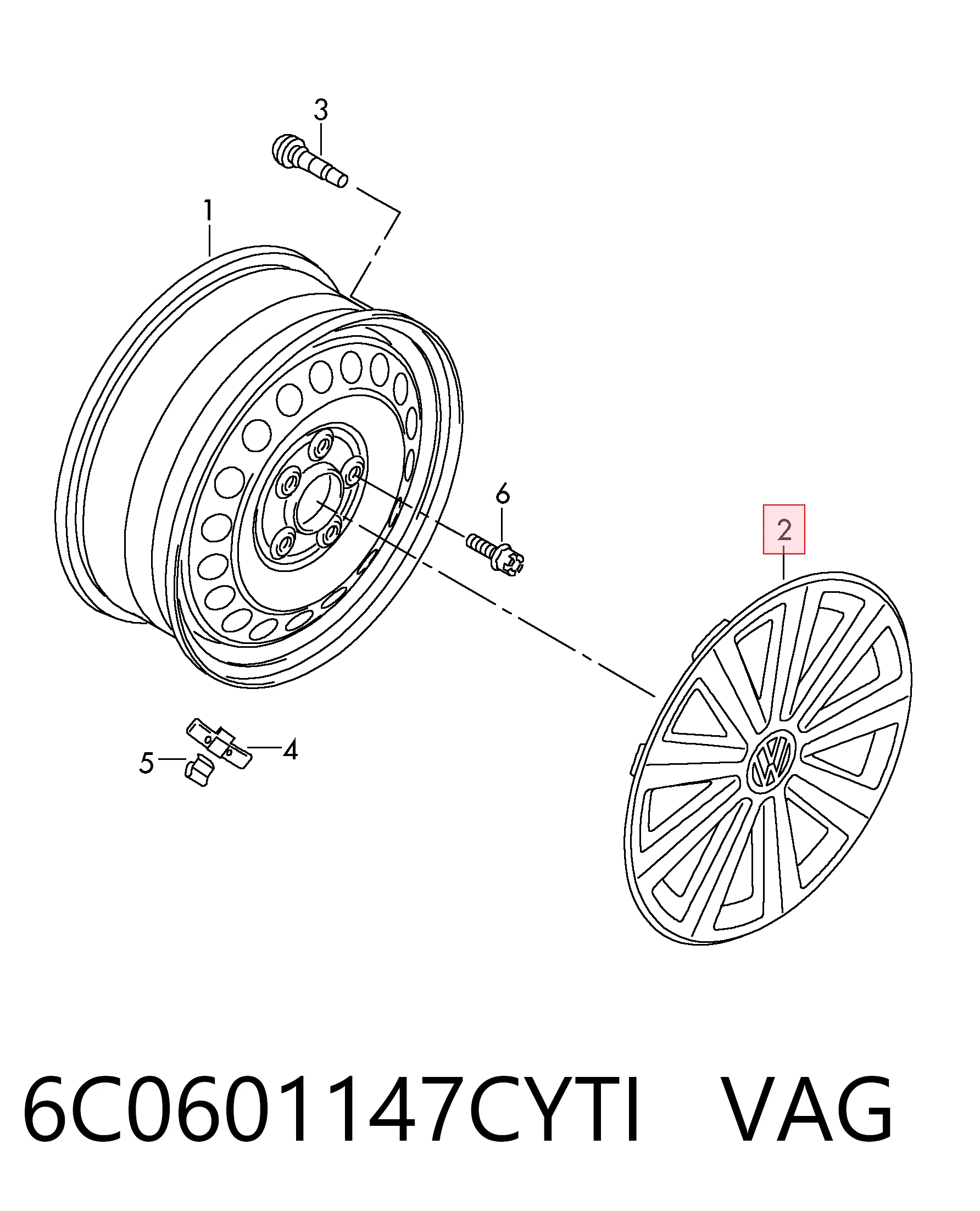 6C0601147CYTI VAG Колпаки на диски