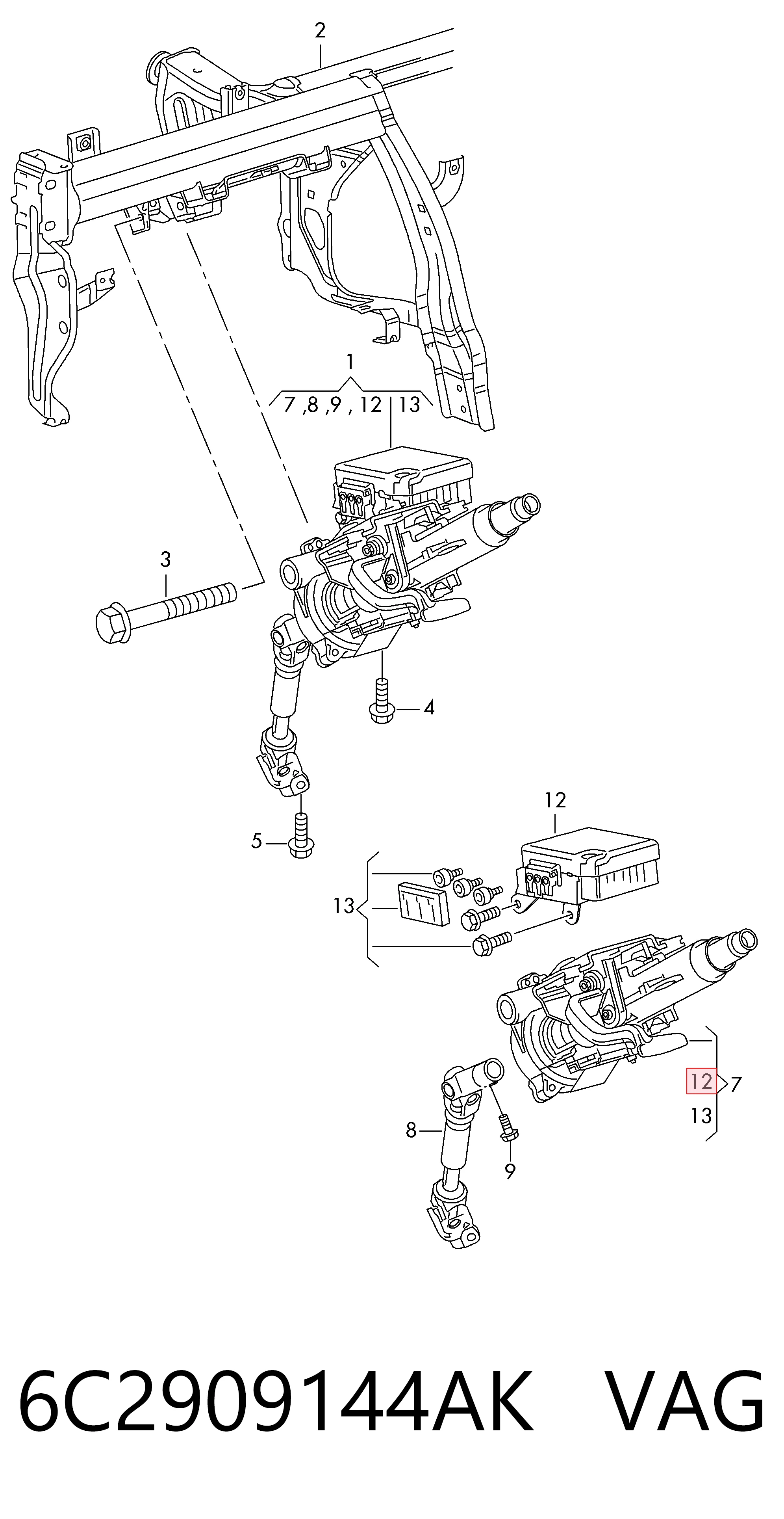 6C2909144AK VAG Блок управления электроусилителя руля